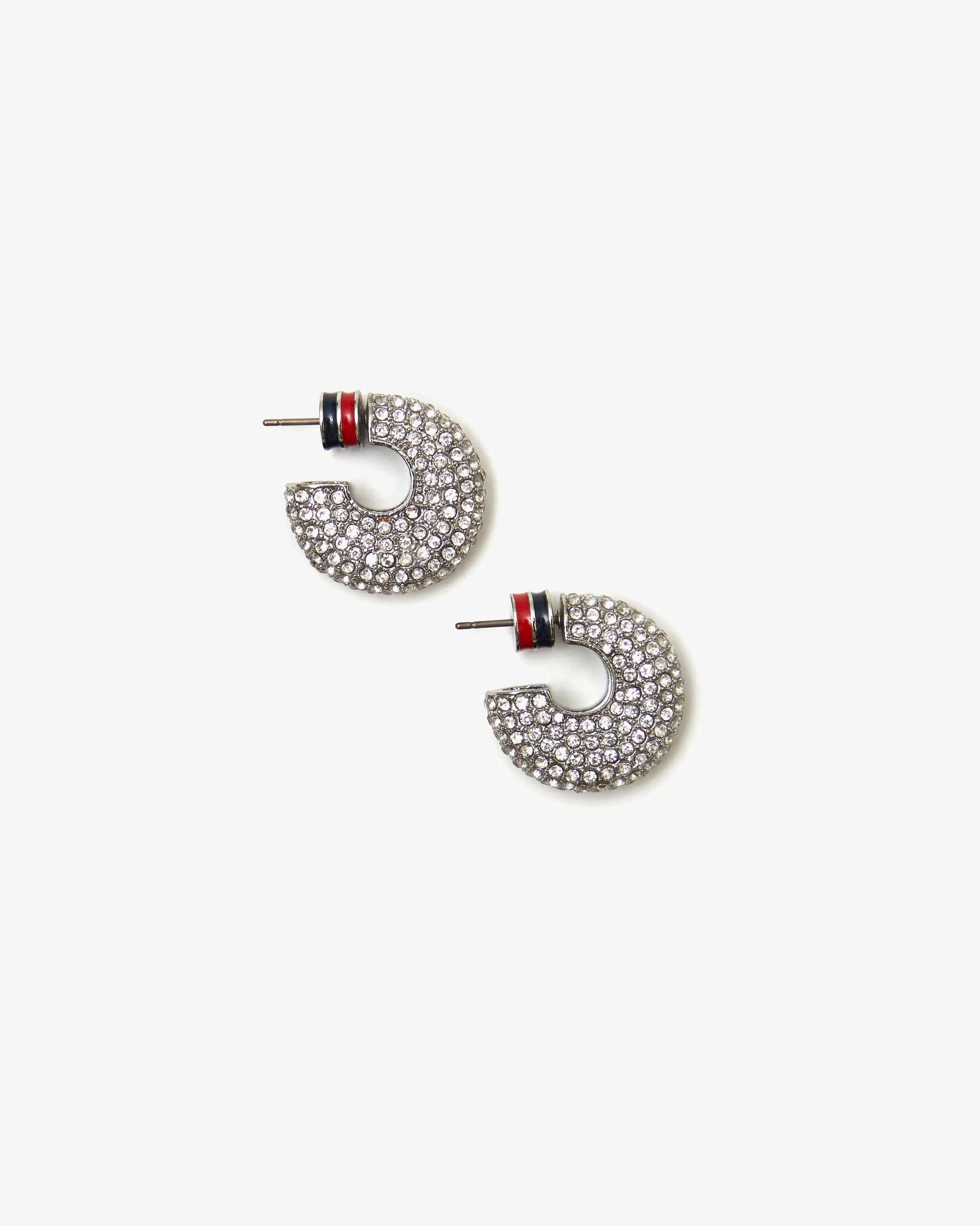 Clare V Le Hoop Pave Earrings - Rhodium Clear JW-ER-EA-100068