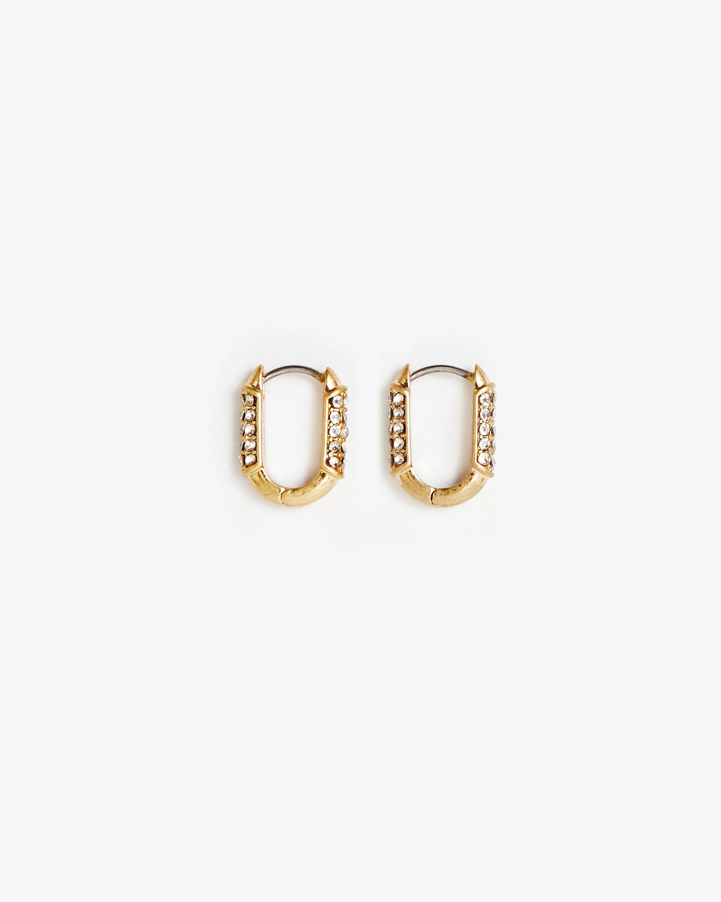 Clare V. Le Link Huggie earrings Vintage Gold/Clear JW-ER-EA-100065