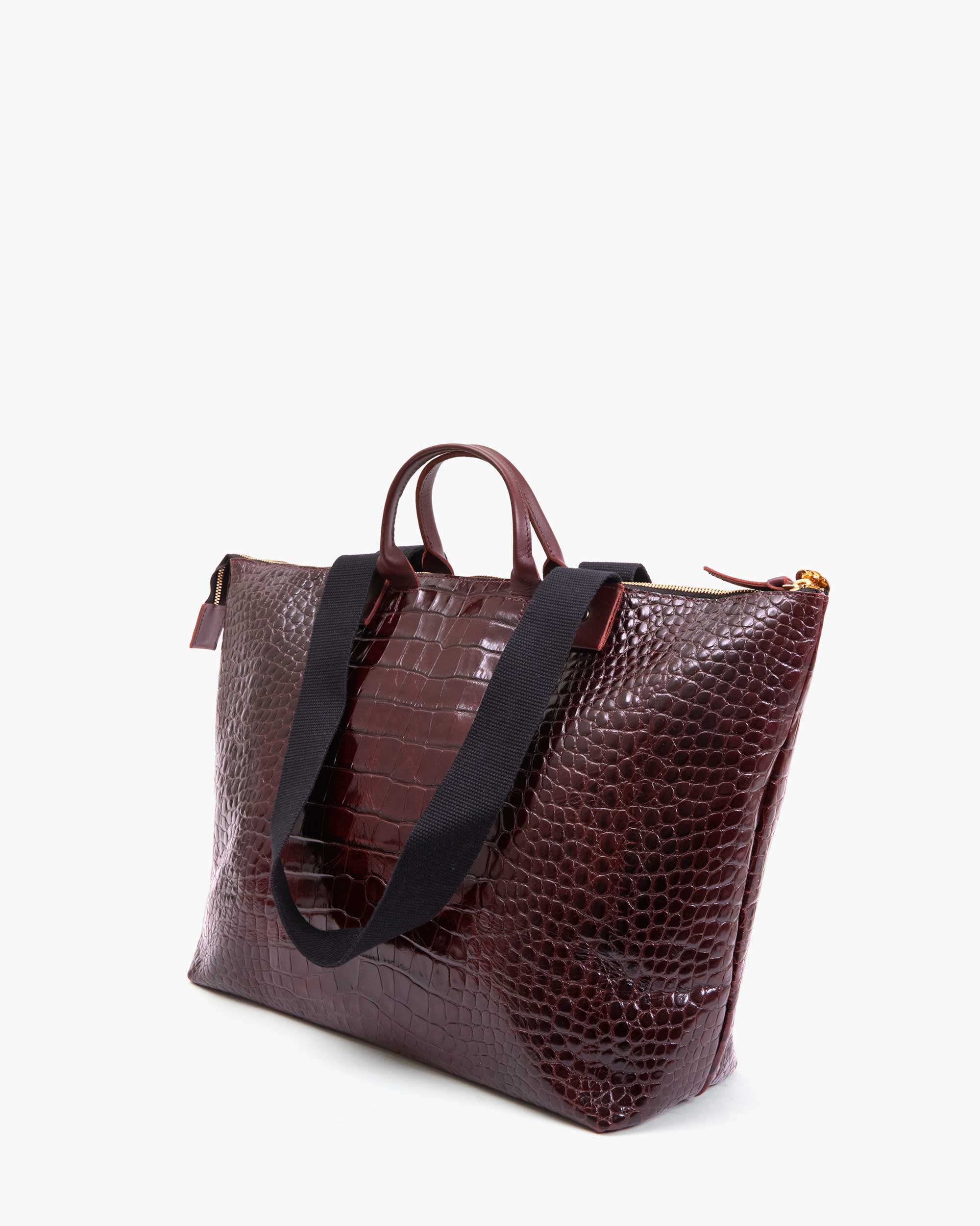 Clare V Le Zip Sac Bordeaux Autumn Croco HB-TT-LZ-100065