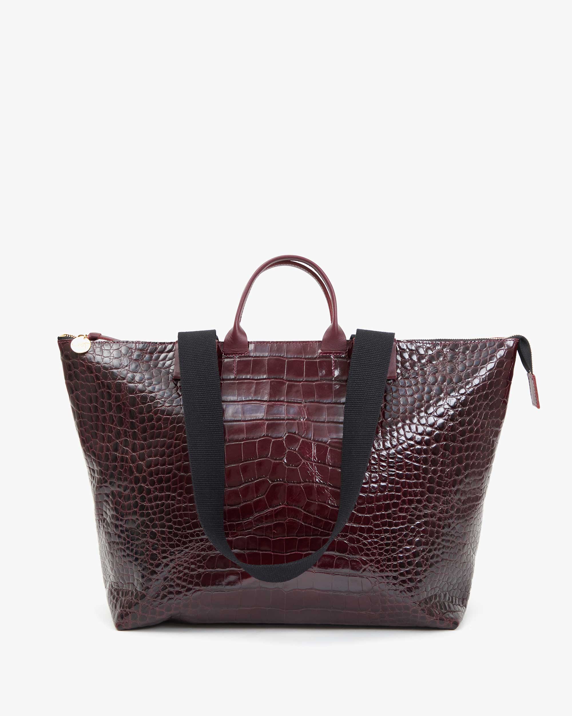 Clare V Le Zip Sac Bordeaux Autumn Croco HB-TT-LZ-100065