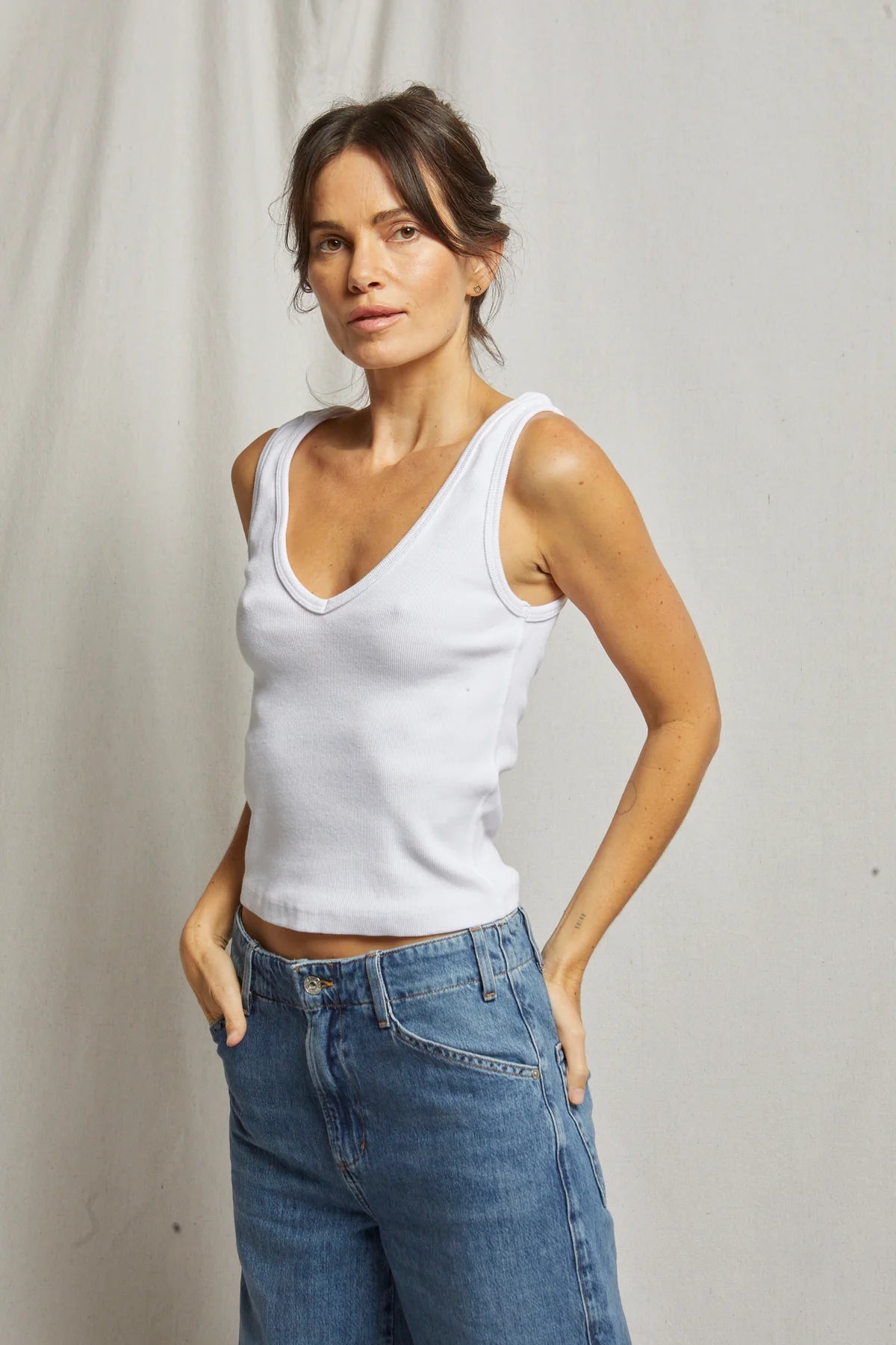 Perfect White Tee Maria Structured V-Neck Tank