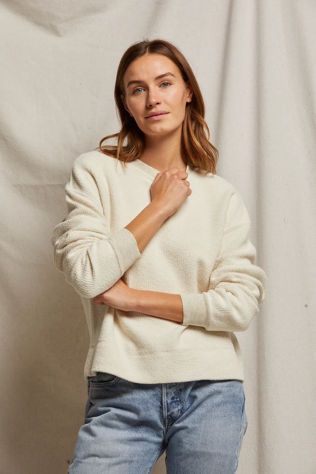 Perfect White Tee Mayer Reverse Fleece Crewneck Sweatshirt - Oatmeal