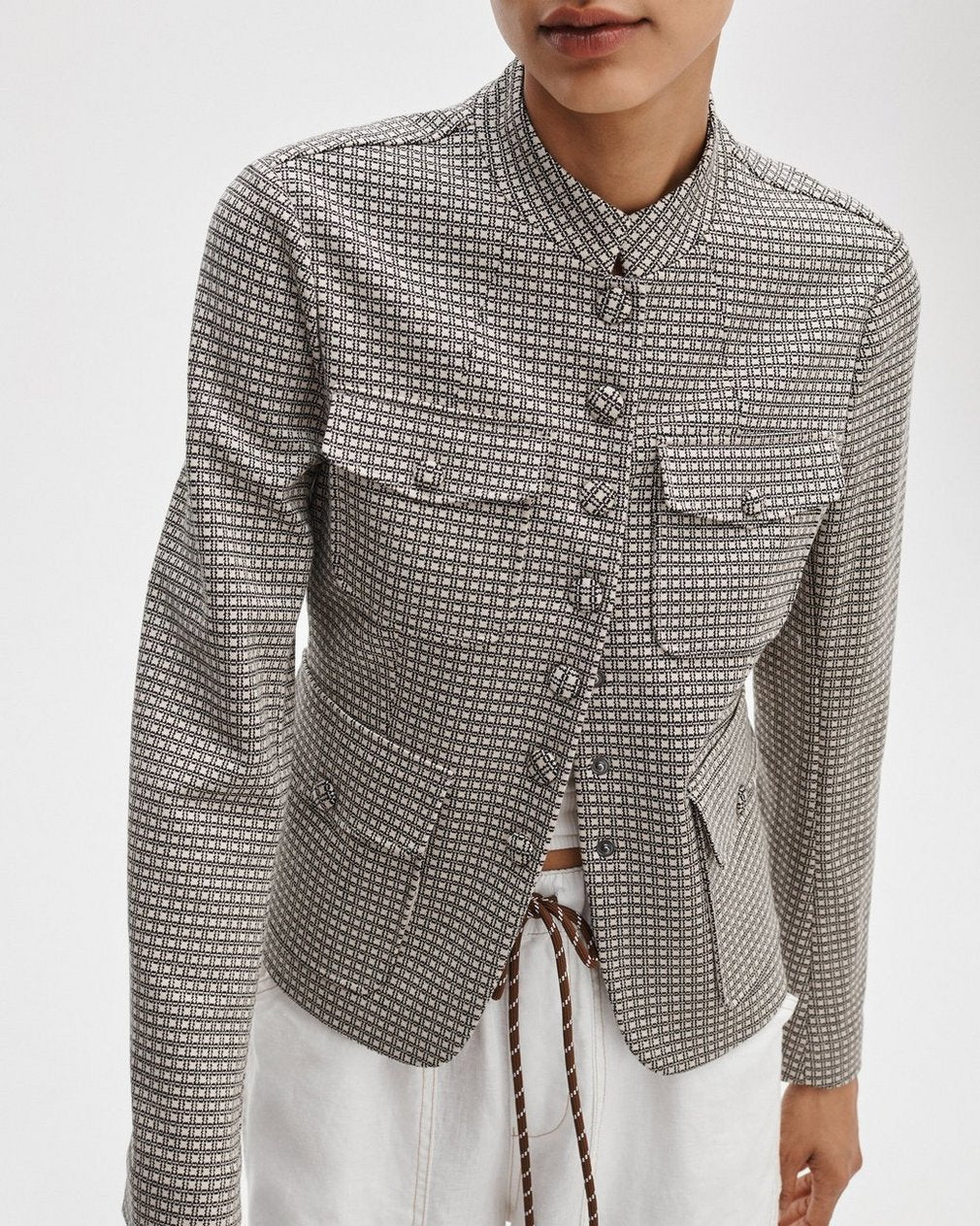 Rag & Bone Mercer Refine Knit Blazer Black Plaid
