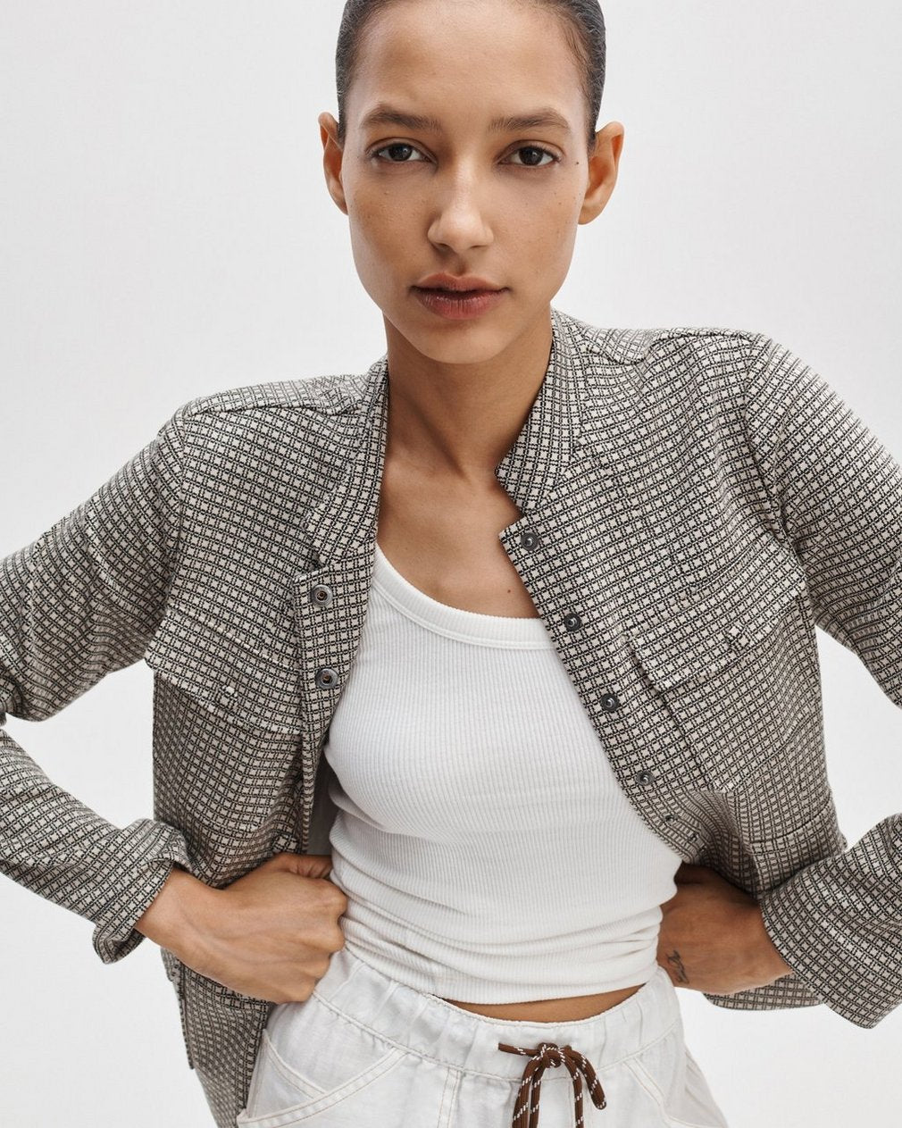 Rag & Bone Mercer Refine Knit Blazer Black Plaid
