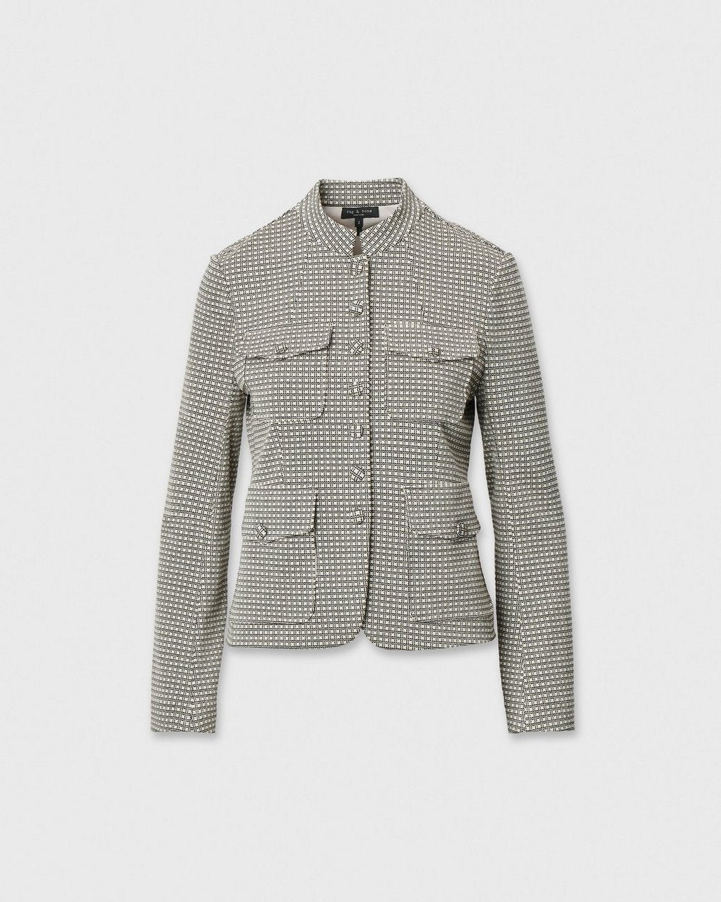 Rag & Bone Mercer Refine Knit Blazer Black Plaid