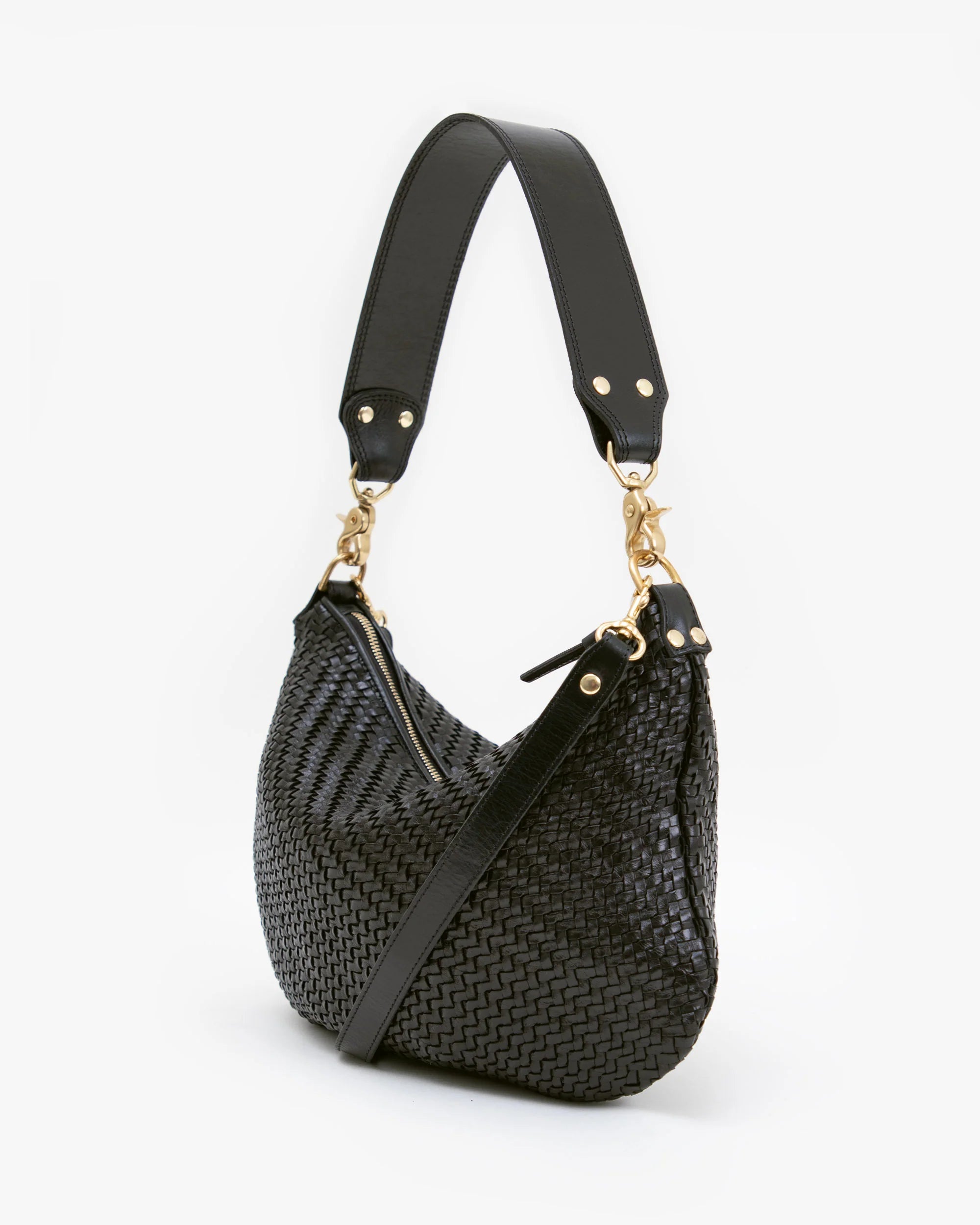 Clare V Moyen Messenger - Black Woven Zig-Zag HB-SH-MY-100008