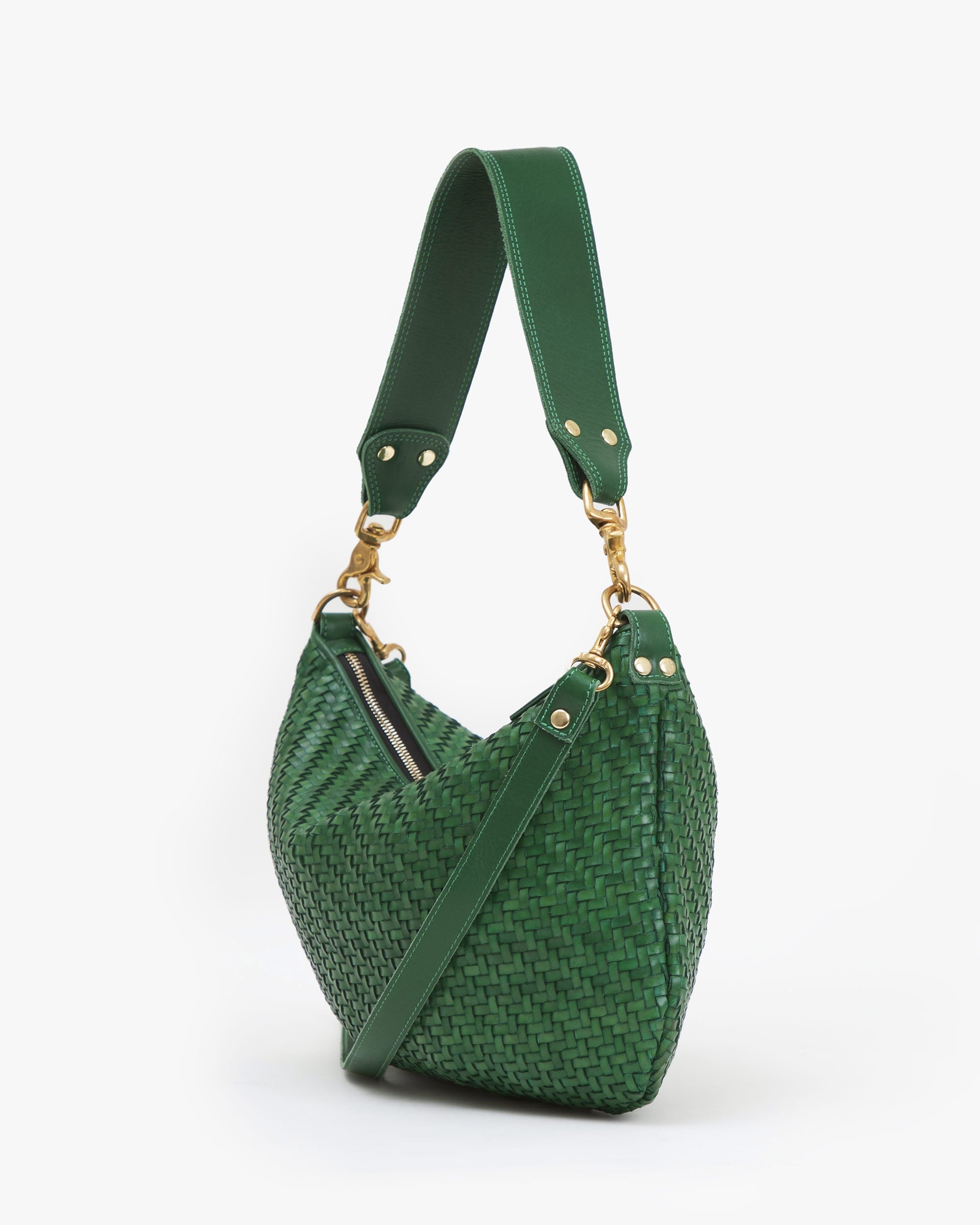 Clare V Moyen Messenger Evergreen Woven Zig Zag HB-SH-MY-100016