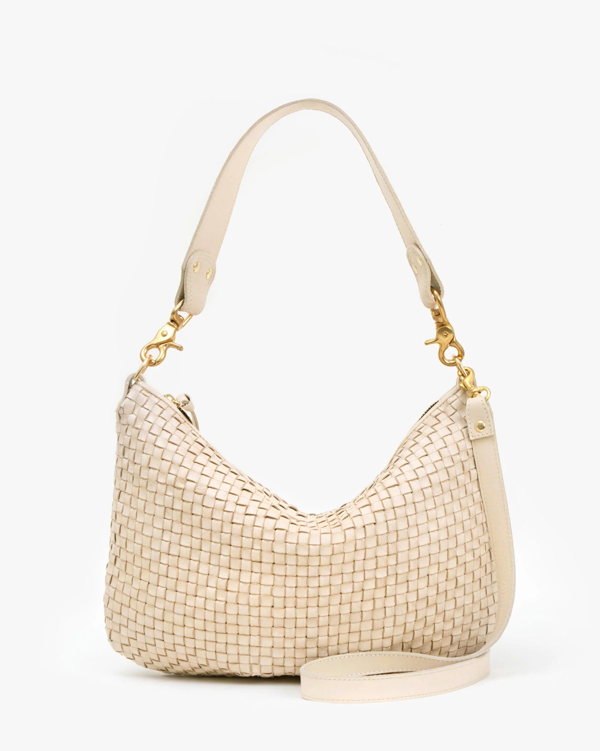 Clare V Moyen Messenger - Cream Woven Checker HB-SH-MY-100022