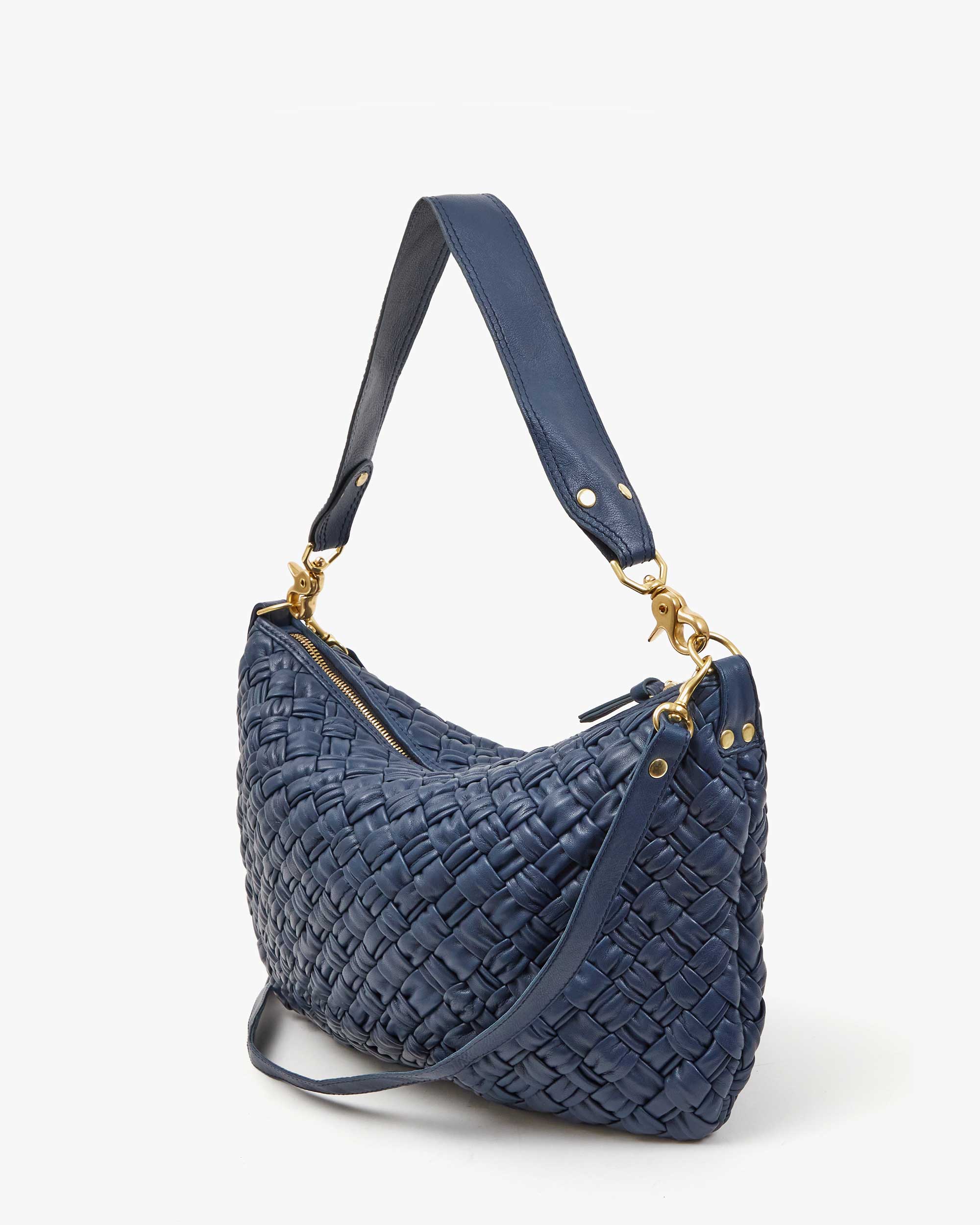 Clare V Moyen Messenger - Puffy Woven Bright Navy HB-SH-MY-100055