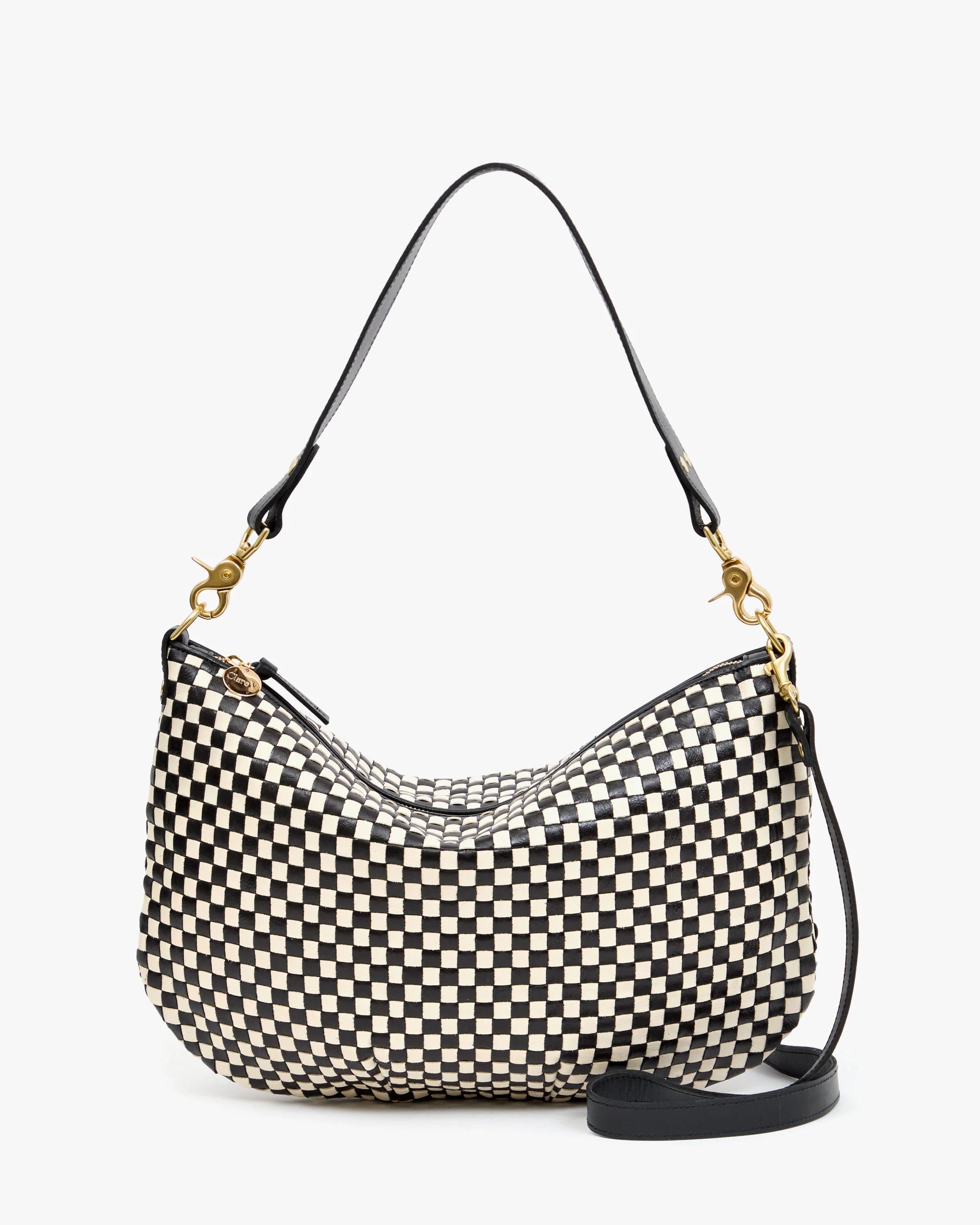 Clare V. Moyen Messenger Woven Checker Black/Cream HB-SH-MY-100053