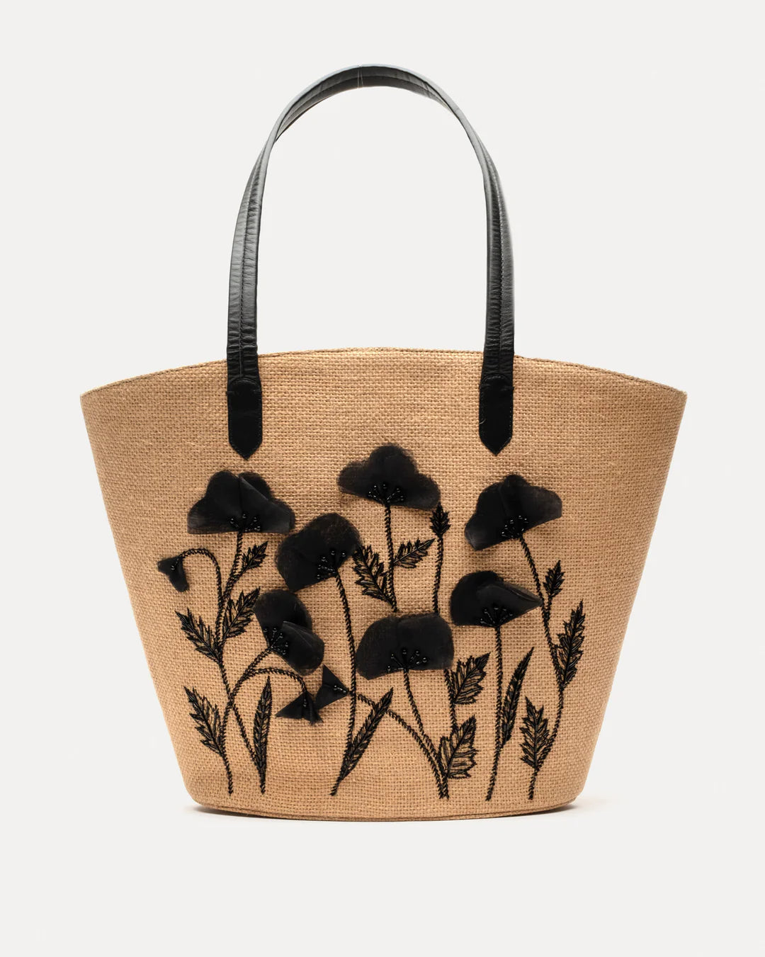 Frances Valentine Jute Bag With Floral Embroidery