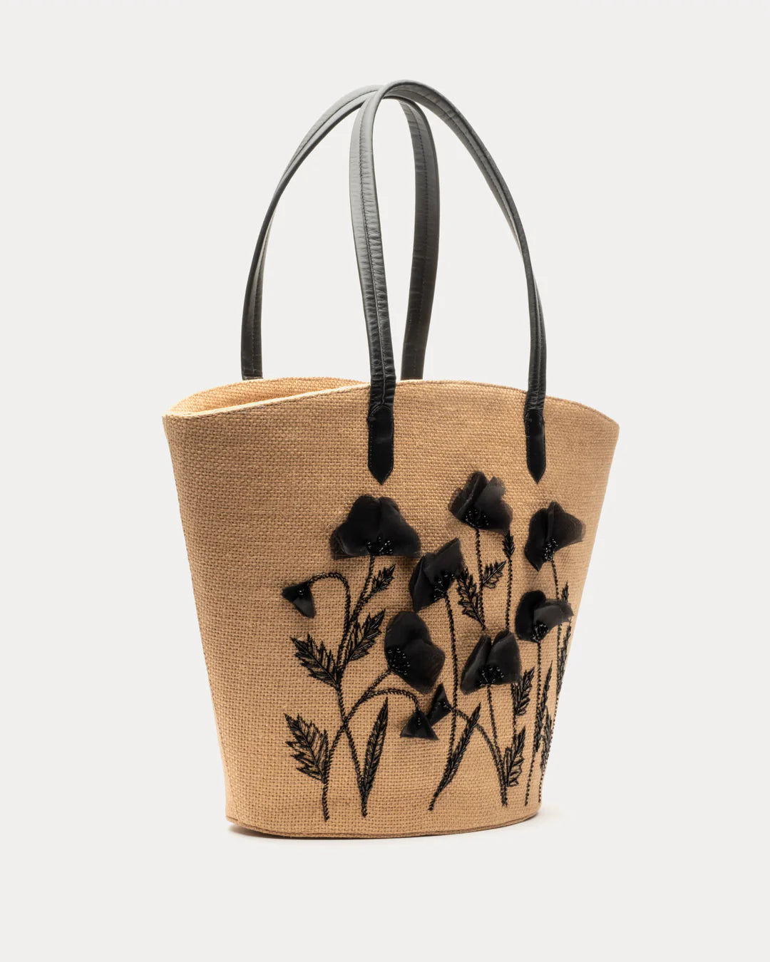 Frances Valentine Jute Bag With Floral Embroidery