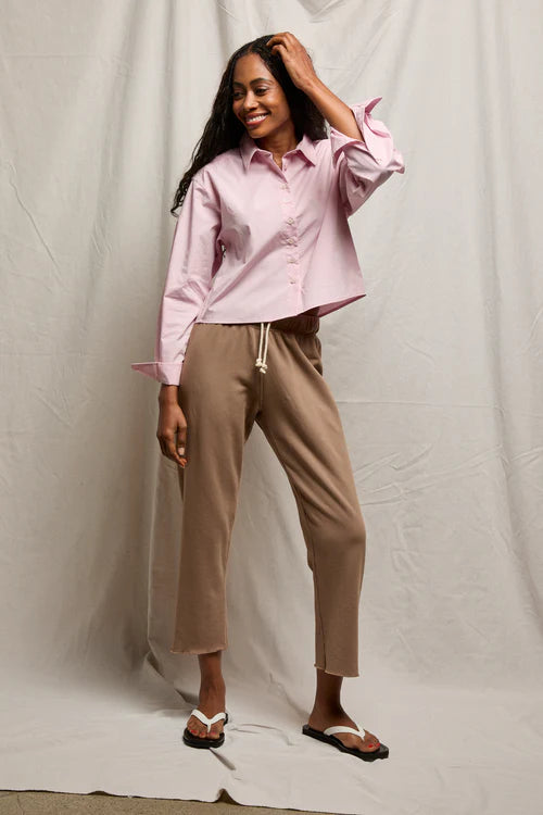 Perfect White Tee Naomi Poplin Long Sleeve Cropped Button Up