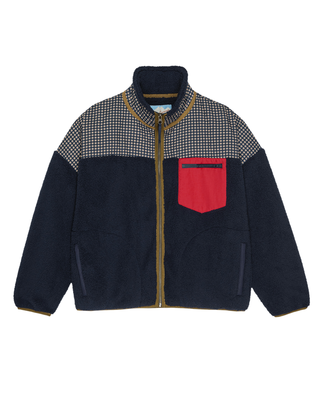 The Great The Print-Mix Plush Terrain Full-Zip in Mini Frosted Daisy & Navy