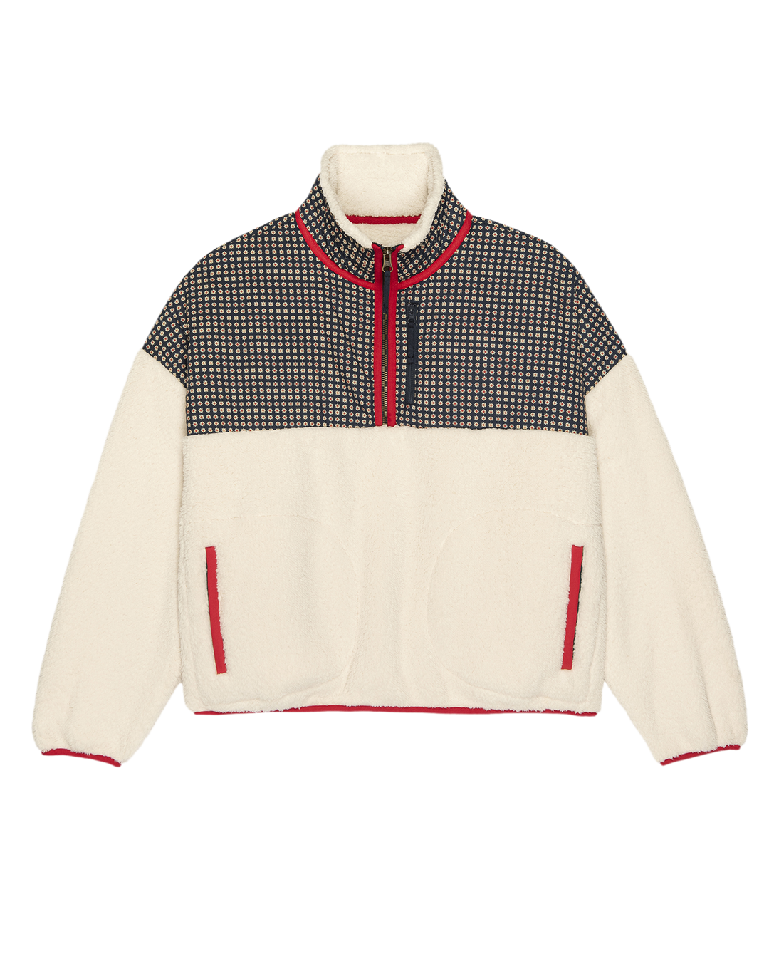 The Great The Print-Mix Plush Terrain Half-Zip in Mini Frosted Daisy & Cream