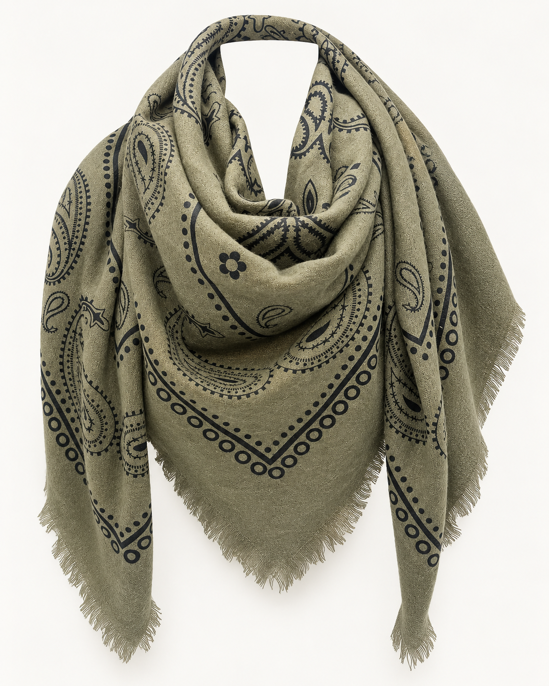 Catherine's Paisley Large Square Cotton/Wool Scarf K2