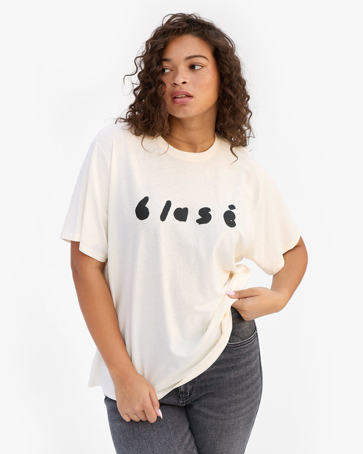 Clare V. Original Tee Cream w/ Black Blase CVA1000374
