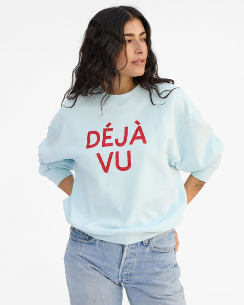 Clare V. Oversized Sweatshirt Deja Vu Sky Blue CVA1000759