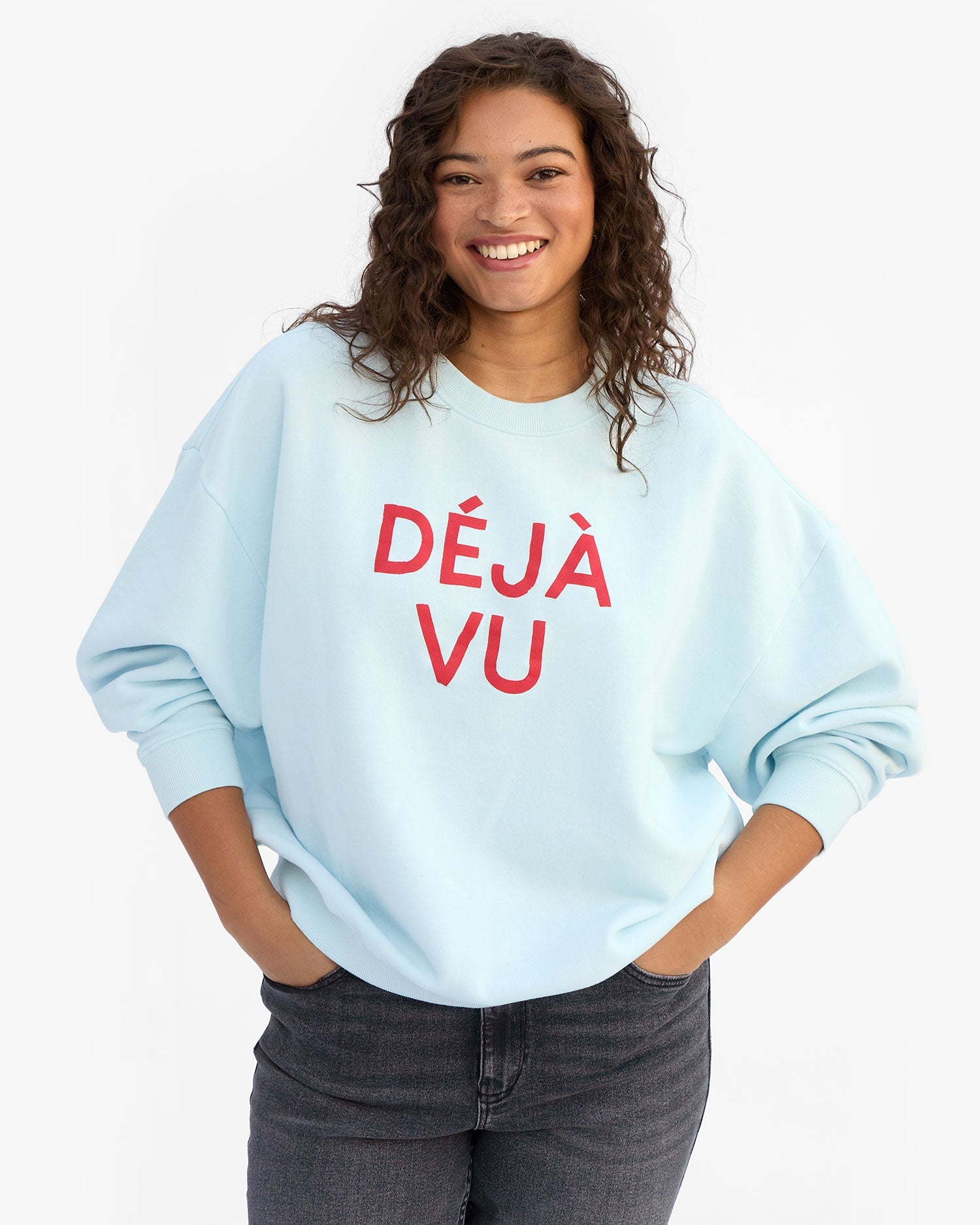 Clare V. Oversized Sweatshirt Deja Vu Sky Blue CVA1000759