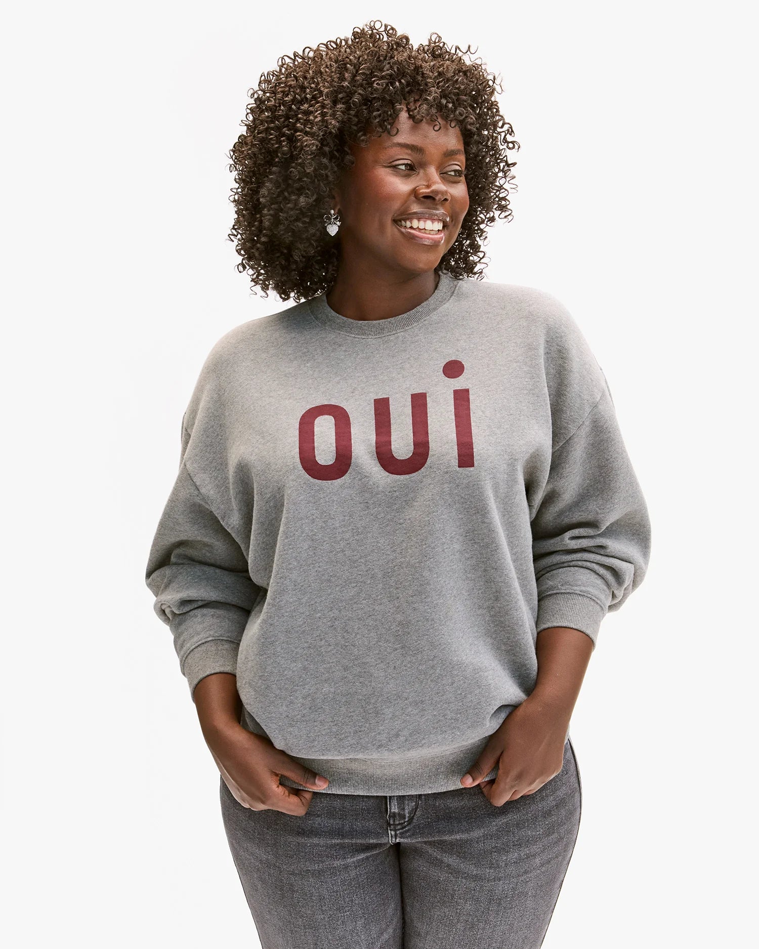 Clare V Oversized Sweatshirt Oui Grey Melange AP-LS-LS-100311