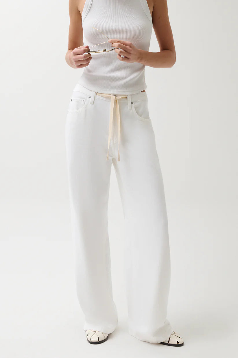 Pistola Jadyn Mid Rise Drawstring Palazzo Jean Optic White