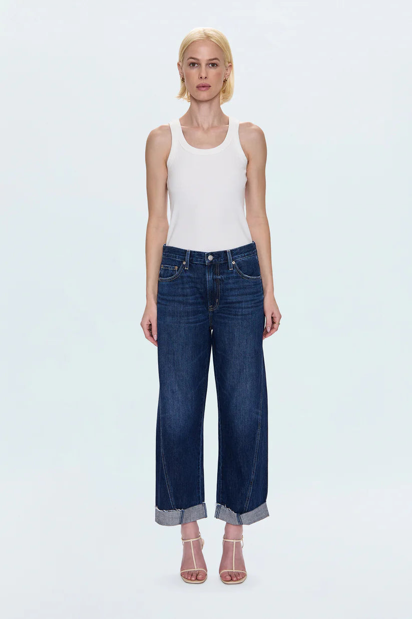 Pistola Kacey Mid Rise Cuffed Boyfriend in Cultivate