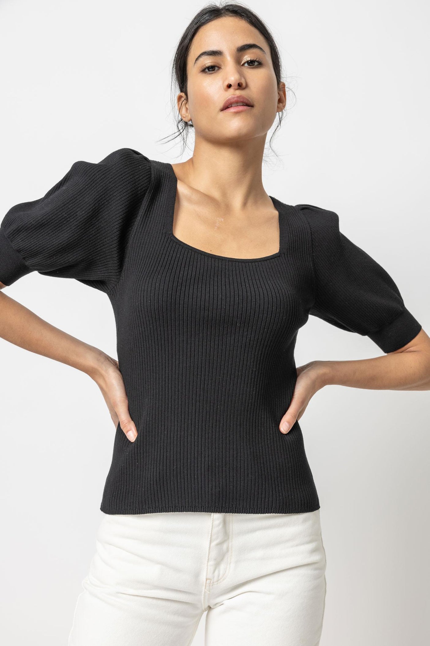 Lilla P Full Sleeve Square Neck Sweater