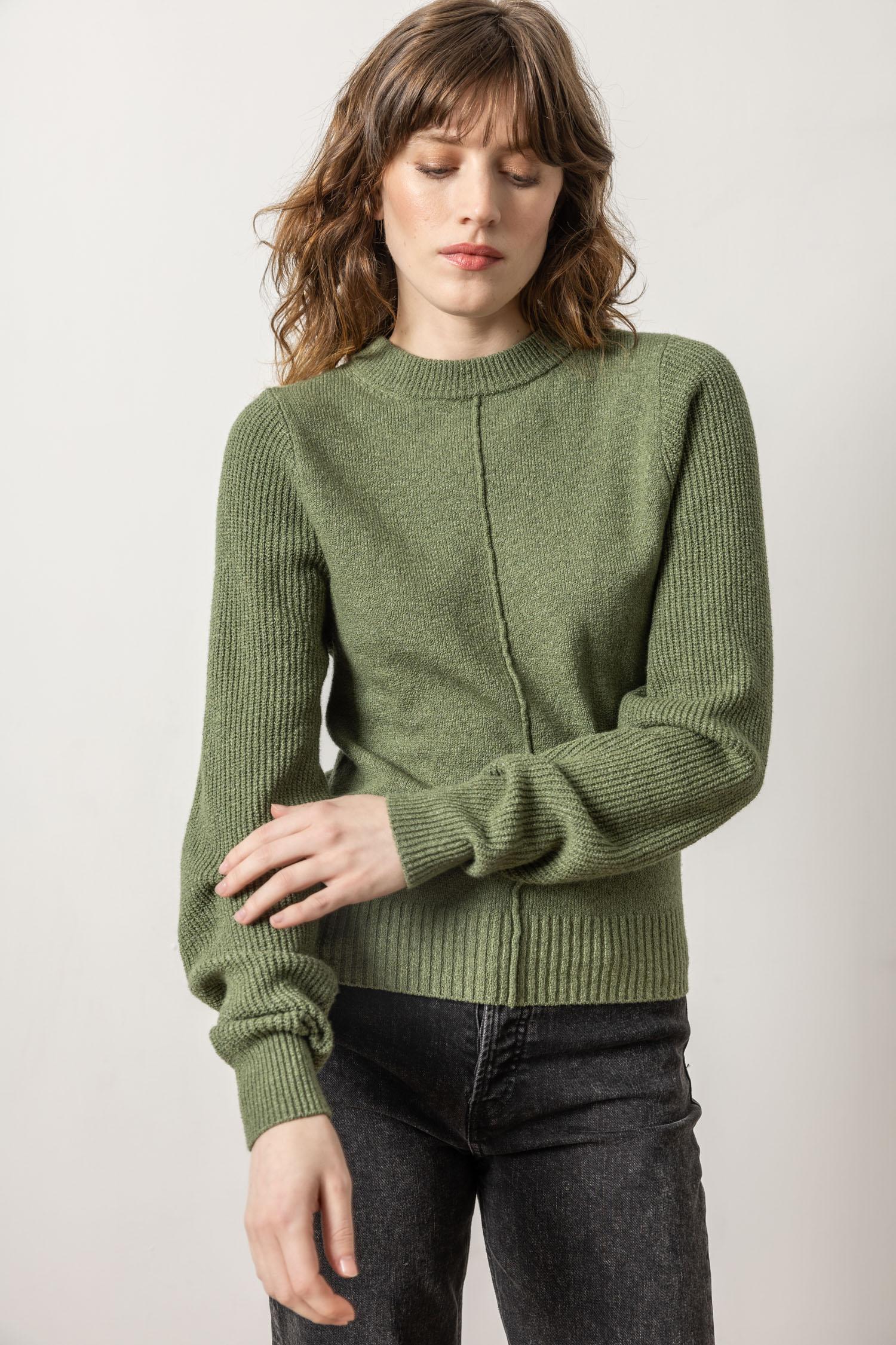 Lilla P Rib Sleeve Crewneck Sweater