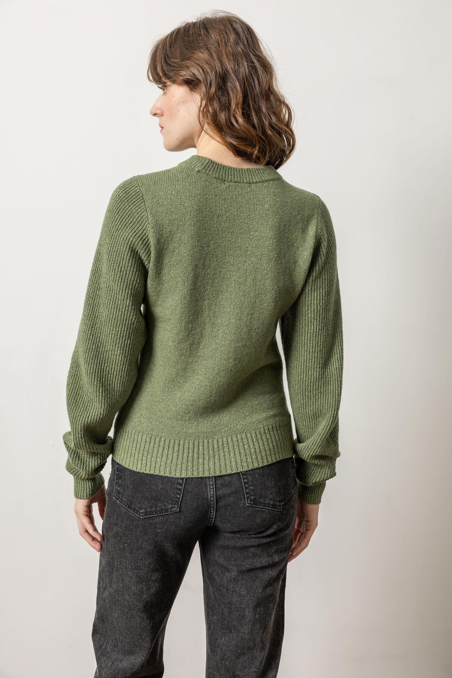 Lilla P Rib Sleeve Crewneck Sweater