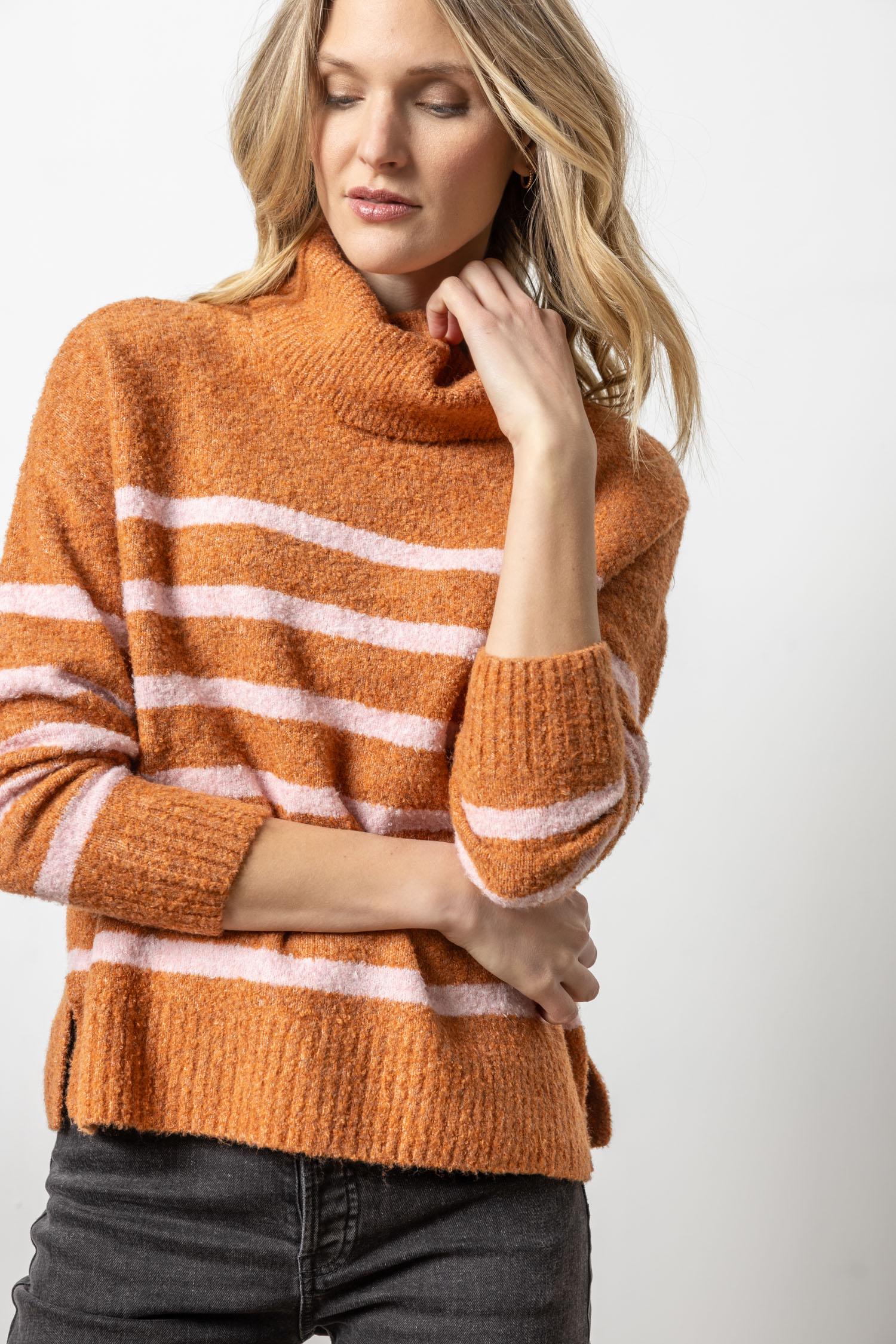 Lilla P Striped Turtleneck Sweater PA2686