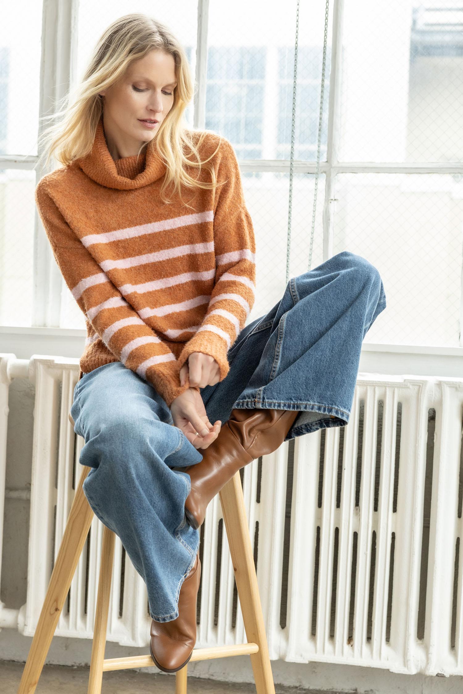 Lilla P Striped Turtleneck Sweater PA2686