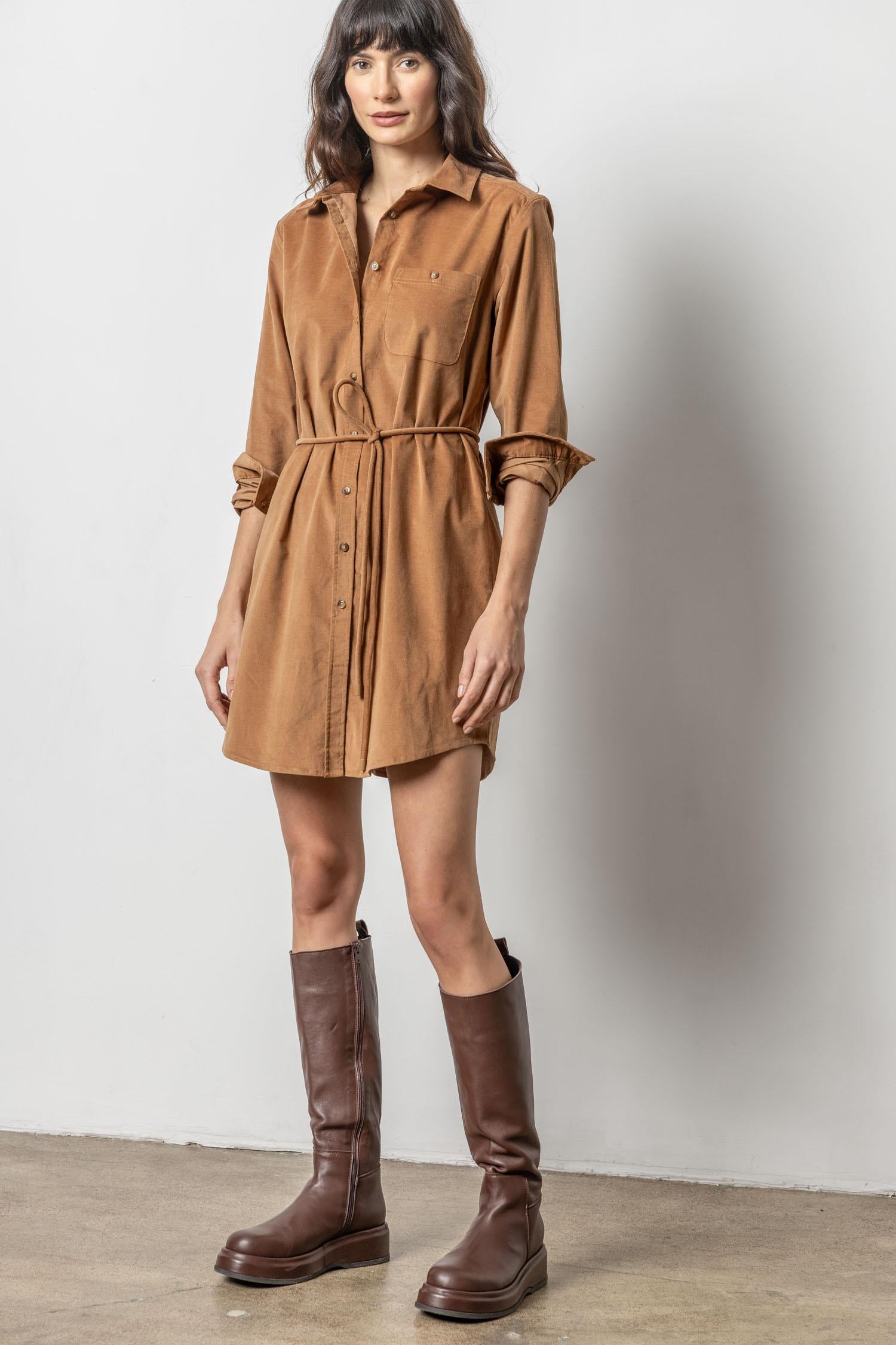 Lilla P Corduroy Shirt Dress PA2814