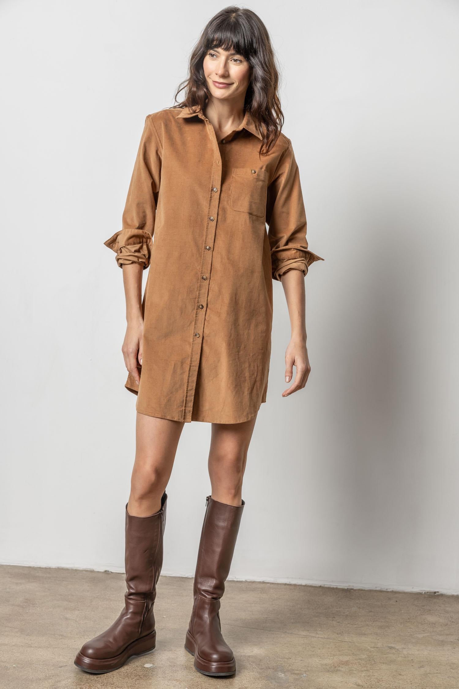 Lilla P Corduroy Shirt Dress PA2814