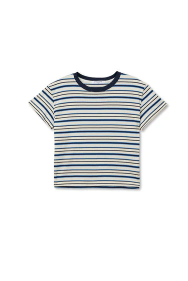 Perfect White Tee Dawn Cotton Jersey Ringer Stripe Tee Shirt