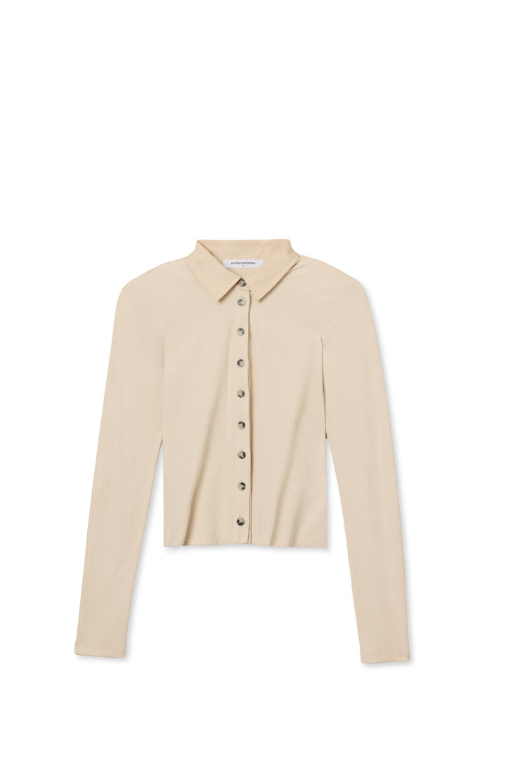 Perfect White Tee Amee Luxe Rib Button Up Polo