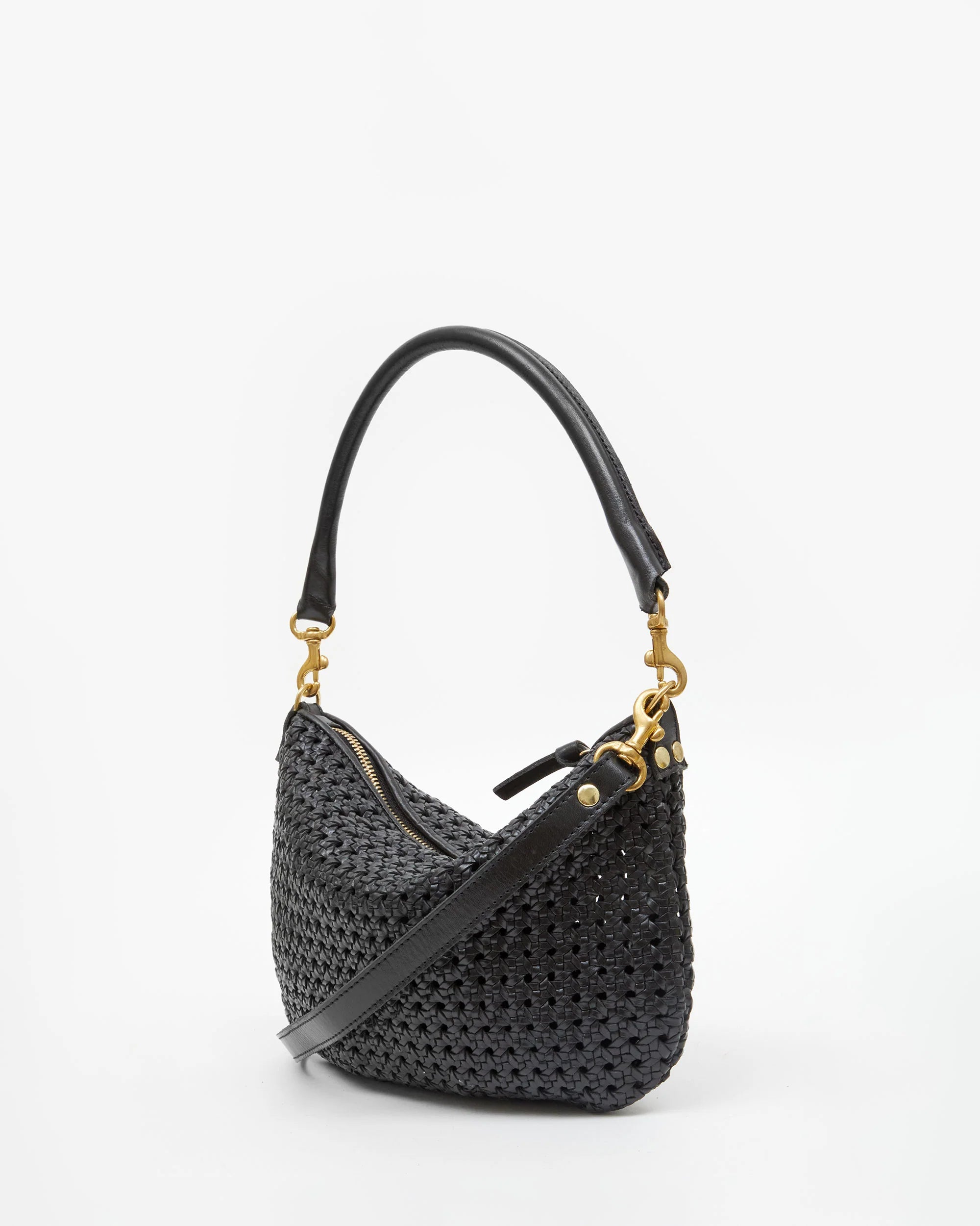 Clare V Petit Moyen Messenger - Black Rattan HB-SH-MB-100010