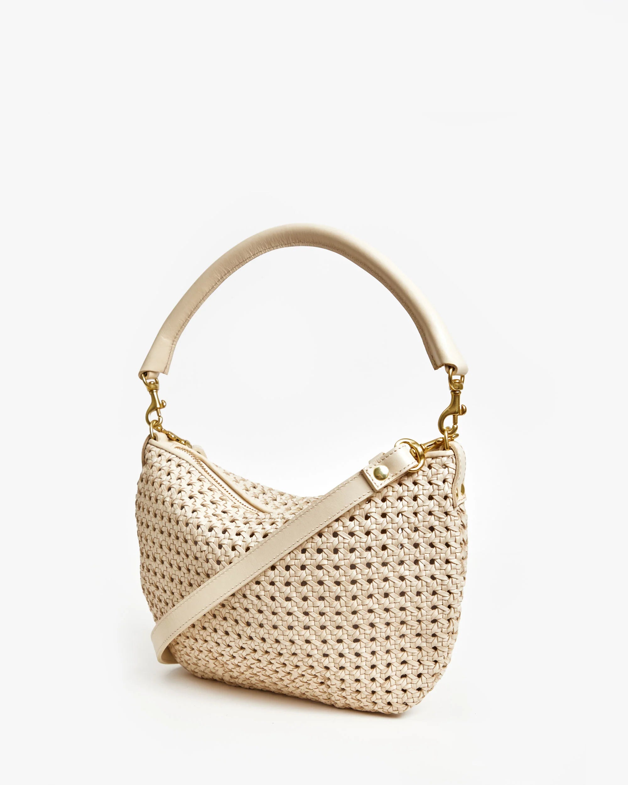 Clare V Petit Moyen Messenger - Cream Rattan HB-SH-MB-100019