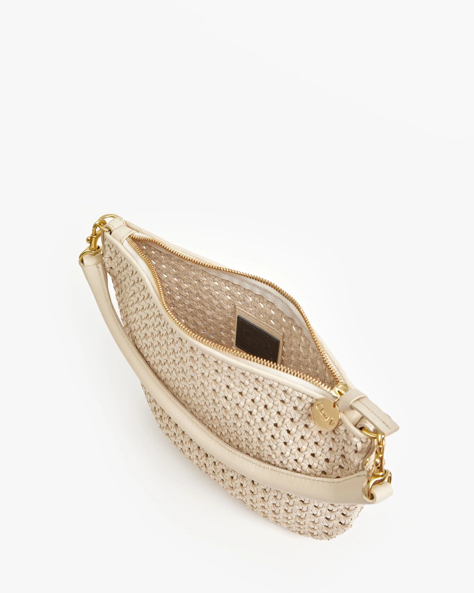 Clare V Petit Moyen Messenger - Cream Rattan HB-SH-MB-100019