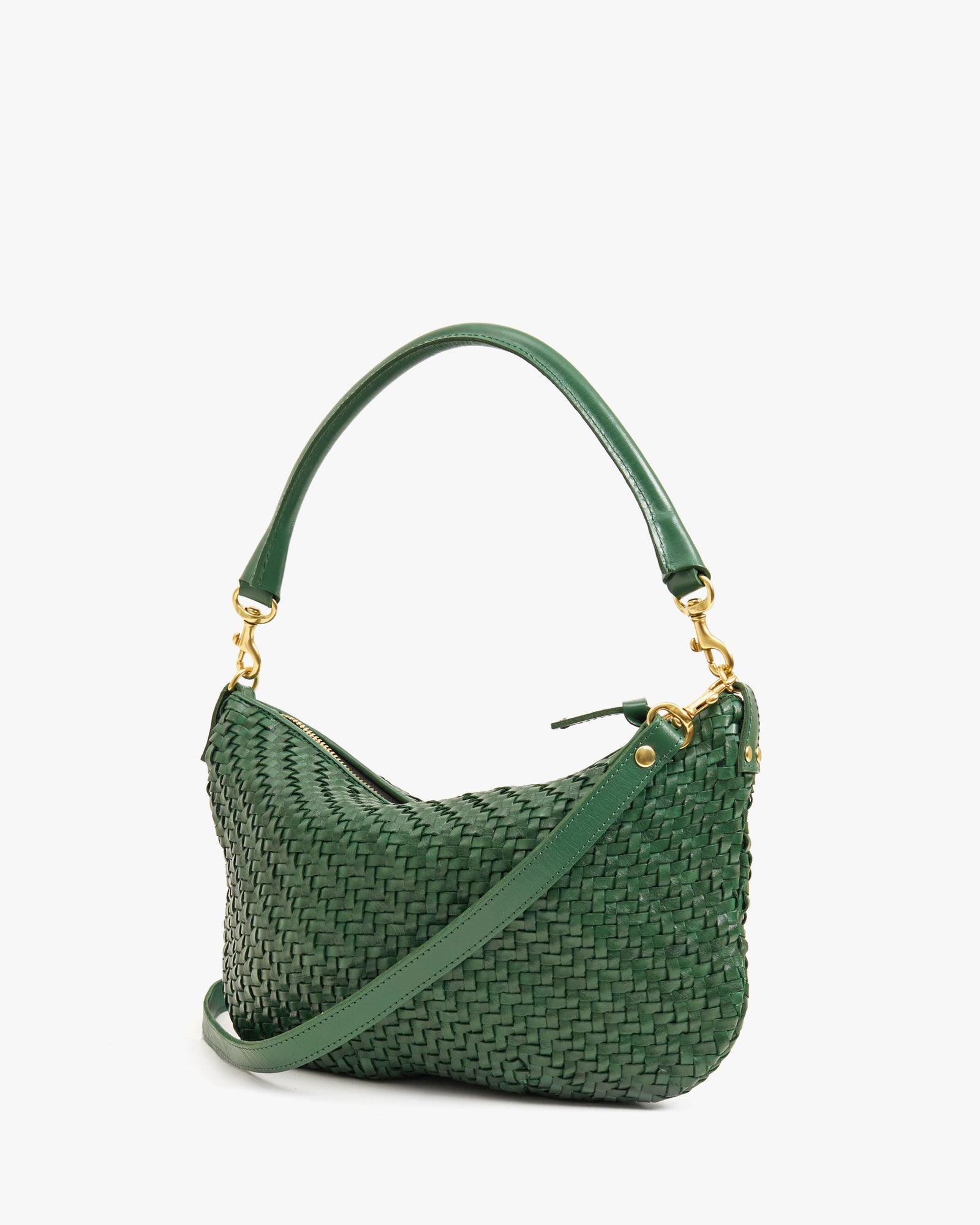 Clare V Petit Moyen Messenger Evergreen Woven Zig Zag HB-SH-MY-100021