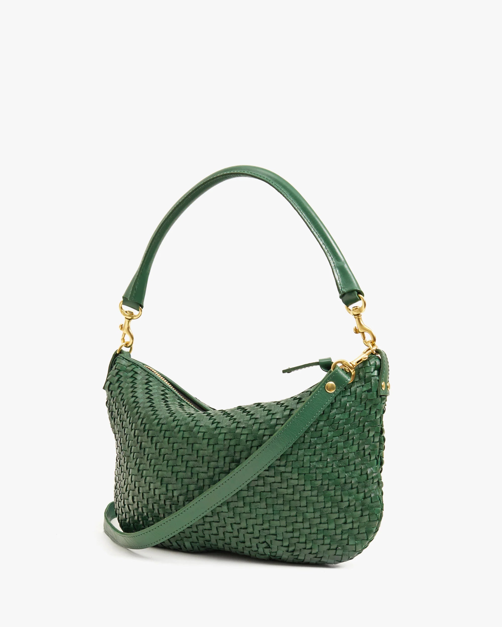 Clare V Petit Moyen Messenger Woven Zig Zag - Evergreen HB-SH-MB-100021