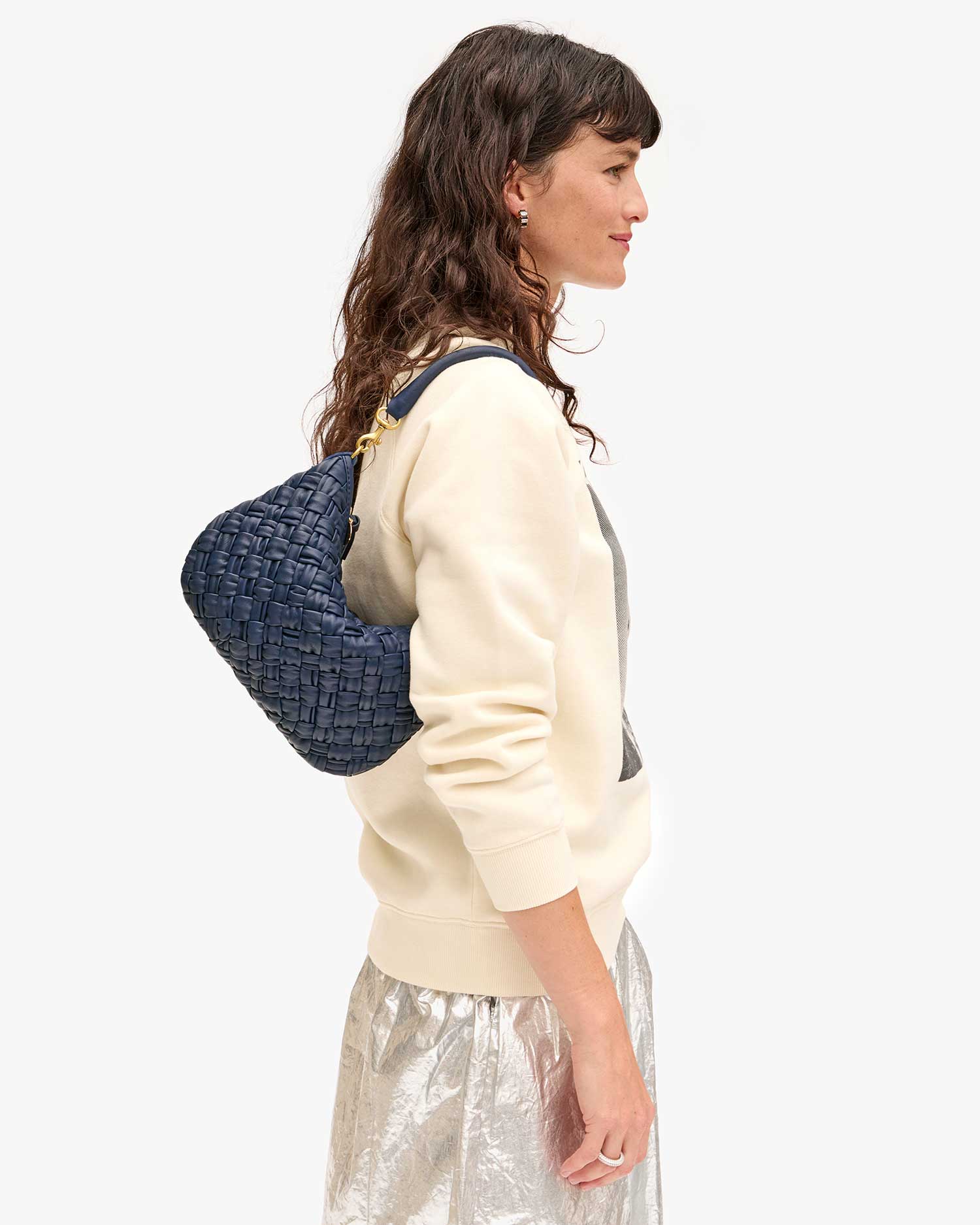 Clare V Petit Moyen Messenger - Puffy Woven Bright Navy HB-CB-MB-100009