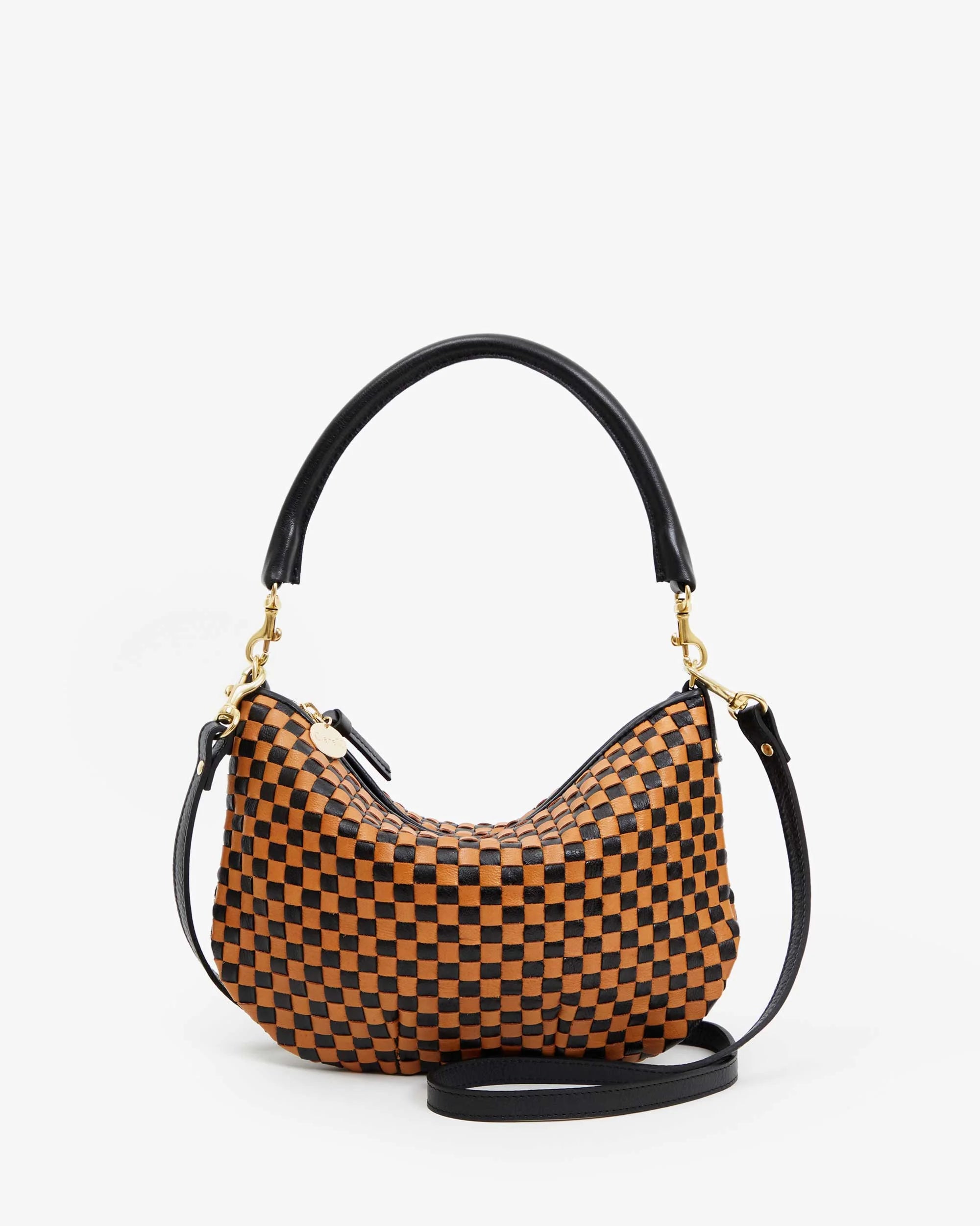 Clare V Petit Moyen Messenger - Black/Natural Woven Checker HB-CB-MB-100010