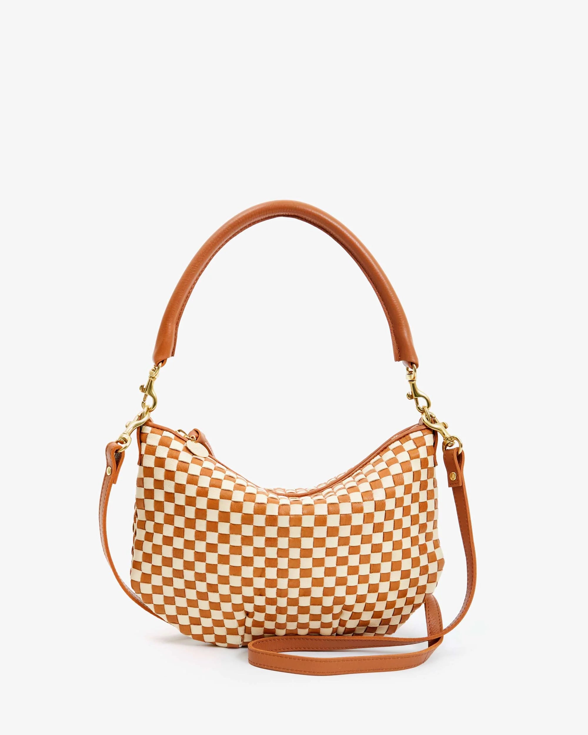 Clare V Petit Moyen Messenger - Woven Checker Natural/Cream HB-CB-MB-100013