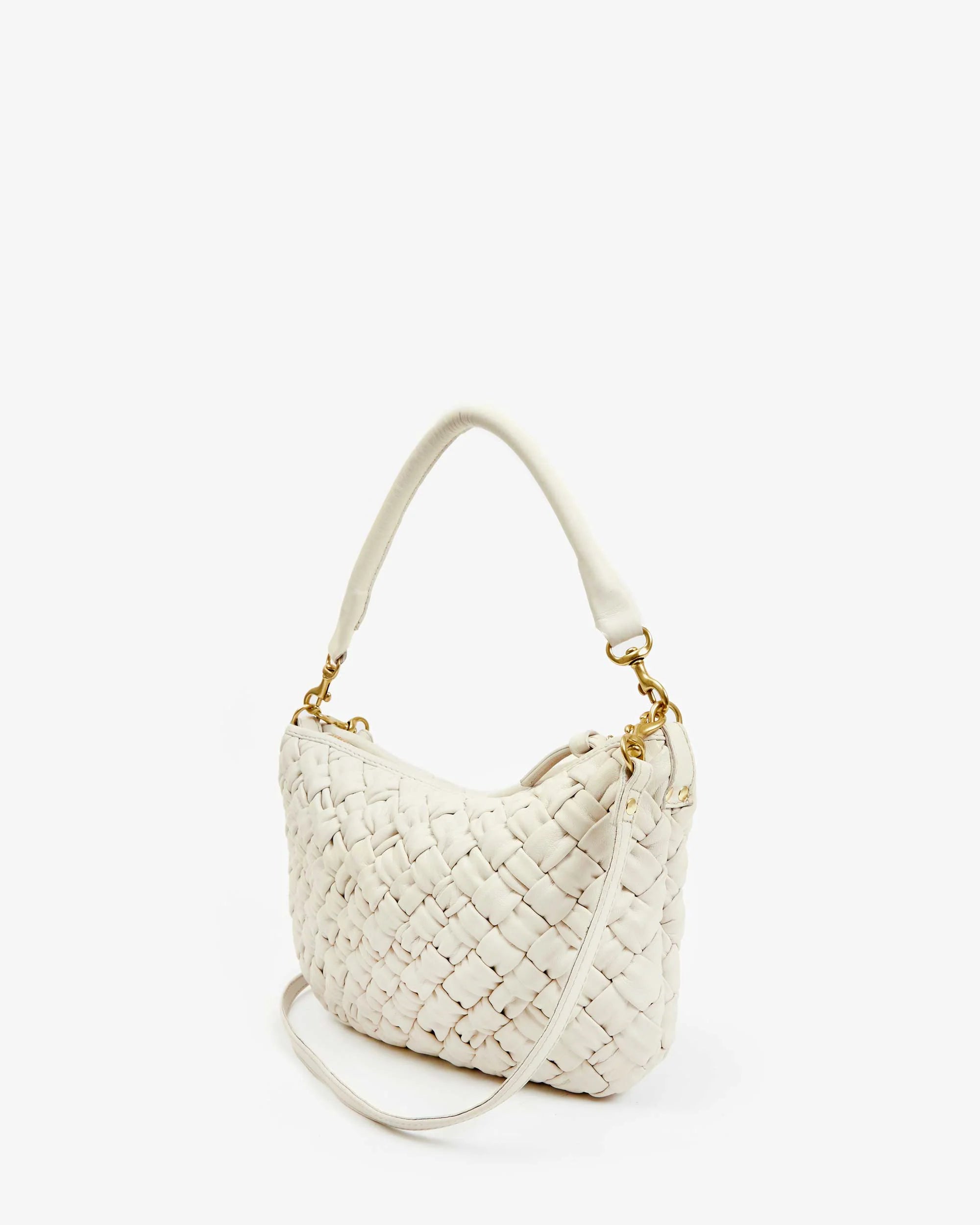 Clare V Petit Moyen Messenger - Cream Puffy Woven HB-SH-MB-100044