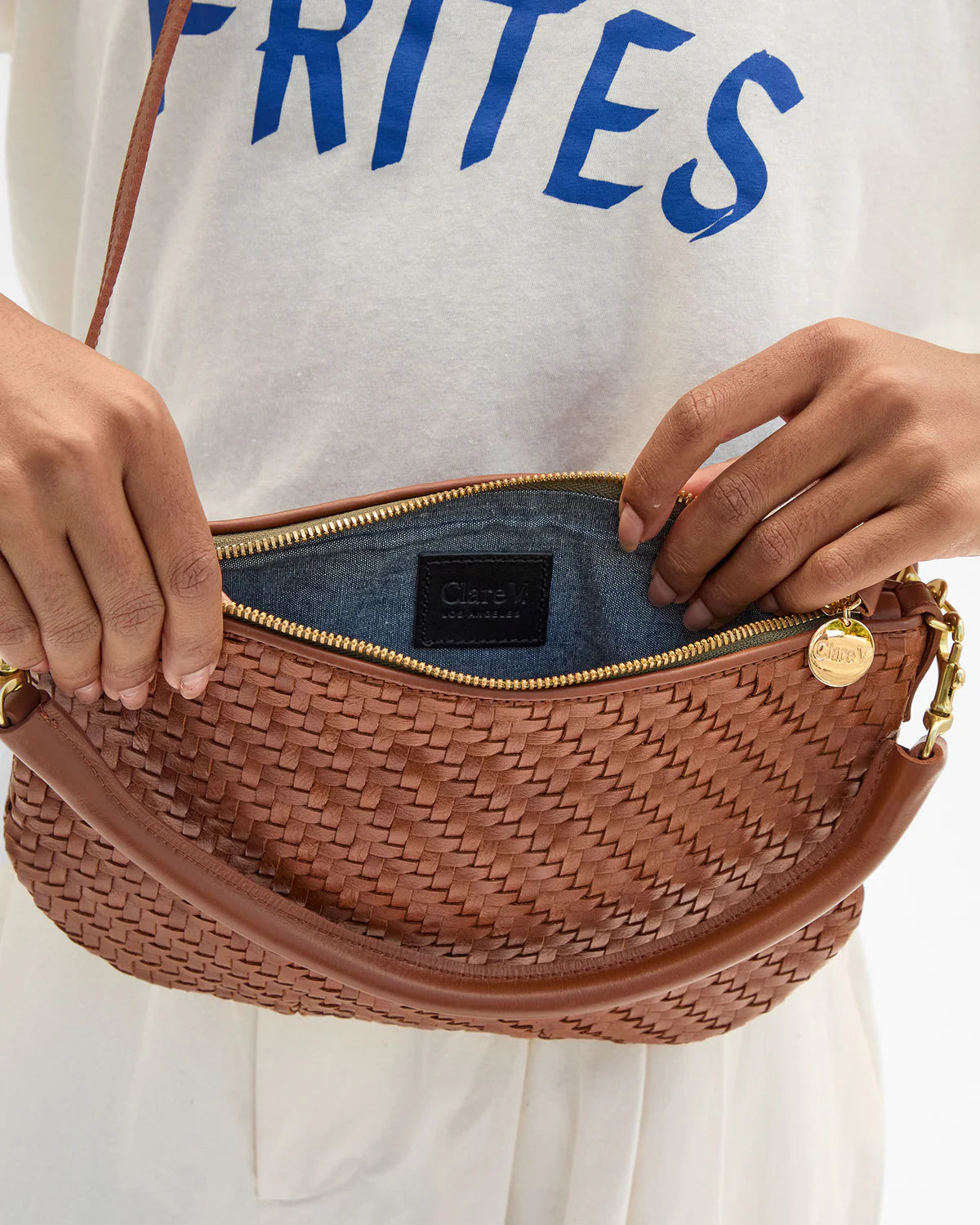 Clare V. Petit Moyen Messenger Woven HB-CB-MB-100018