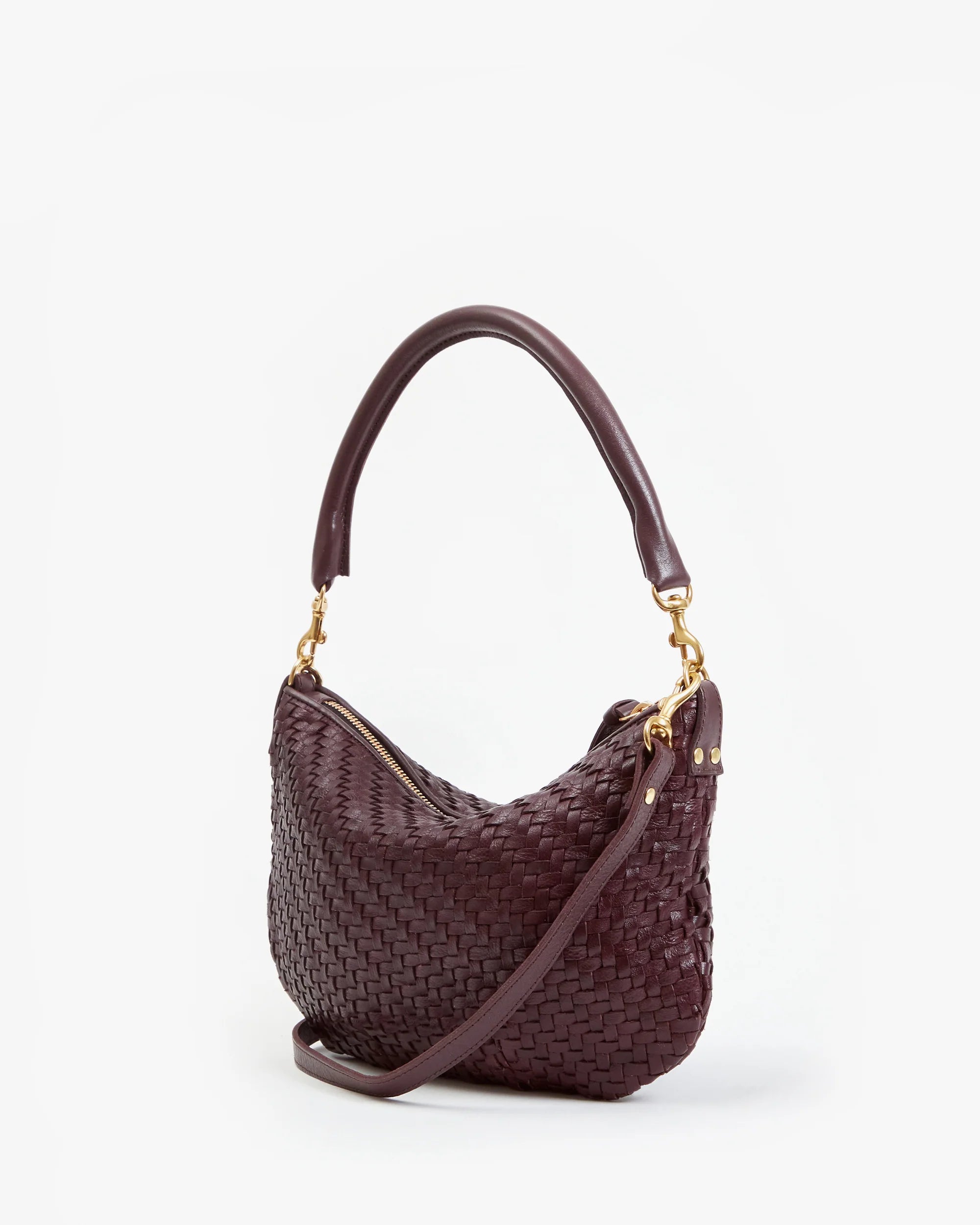 Clare V Petit Moyen Messenger - Plum Woven Zig Zag HB-SH-MB-100045