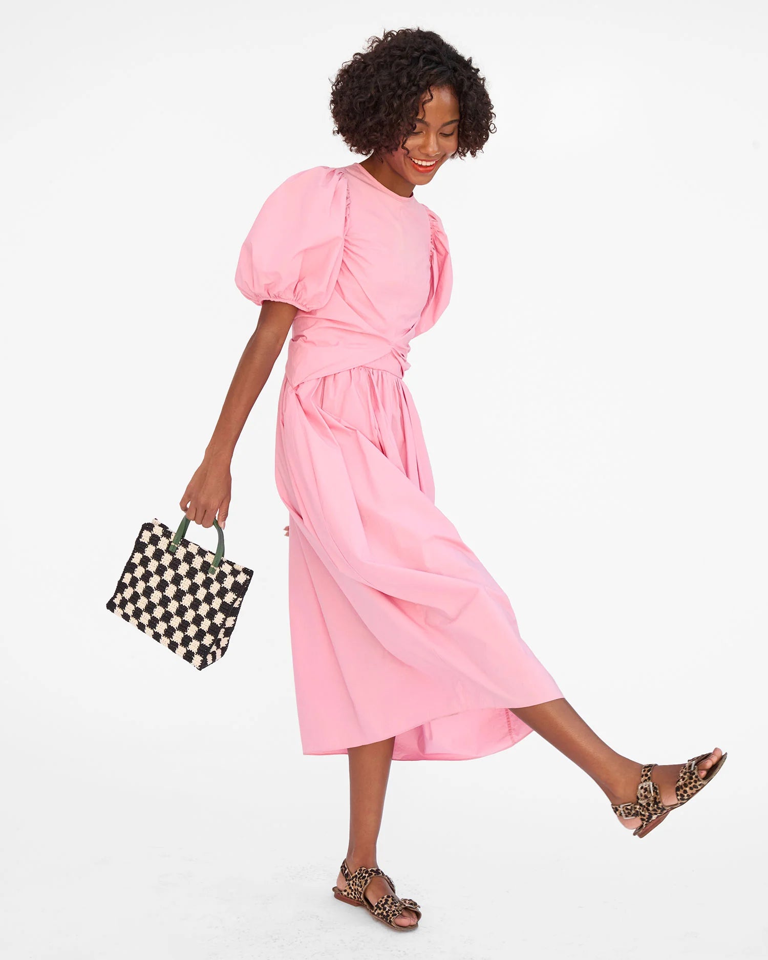 Clare V. Petit Summer Simple Tote Mini Crochet Checker Black/Cream HB-CB-TS-100038