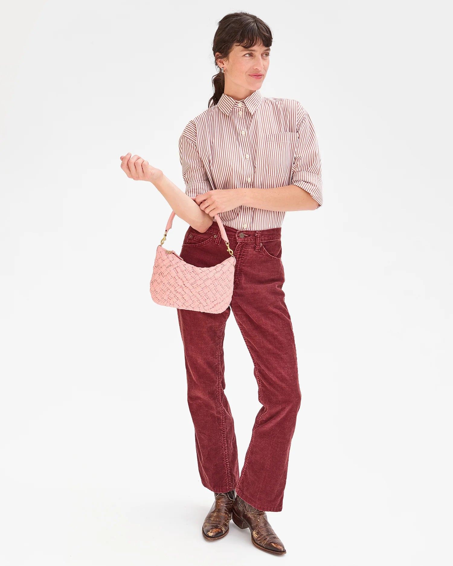 Clare V Petit Moyen Messenger - Puffy Woven Blush HB-CB-MB-100011