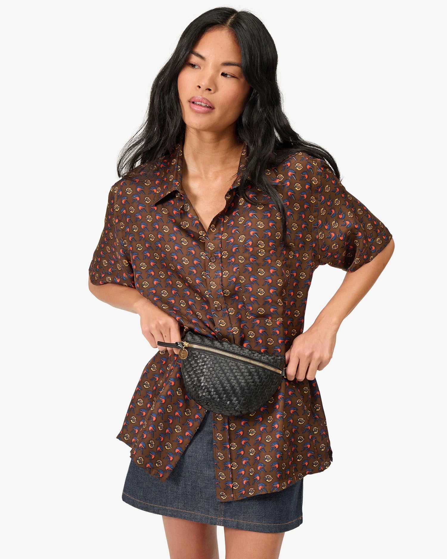 Clare V. Petite Fanny Woven Zig Zag HB-FP-FV-100006