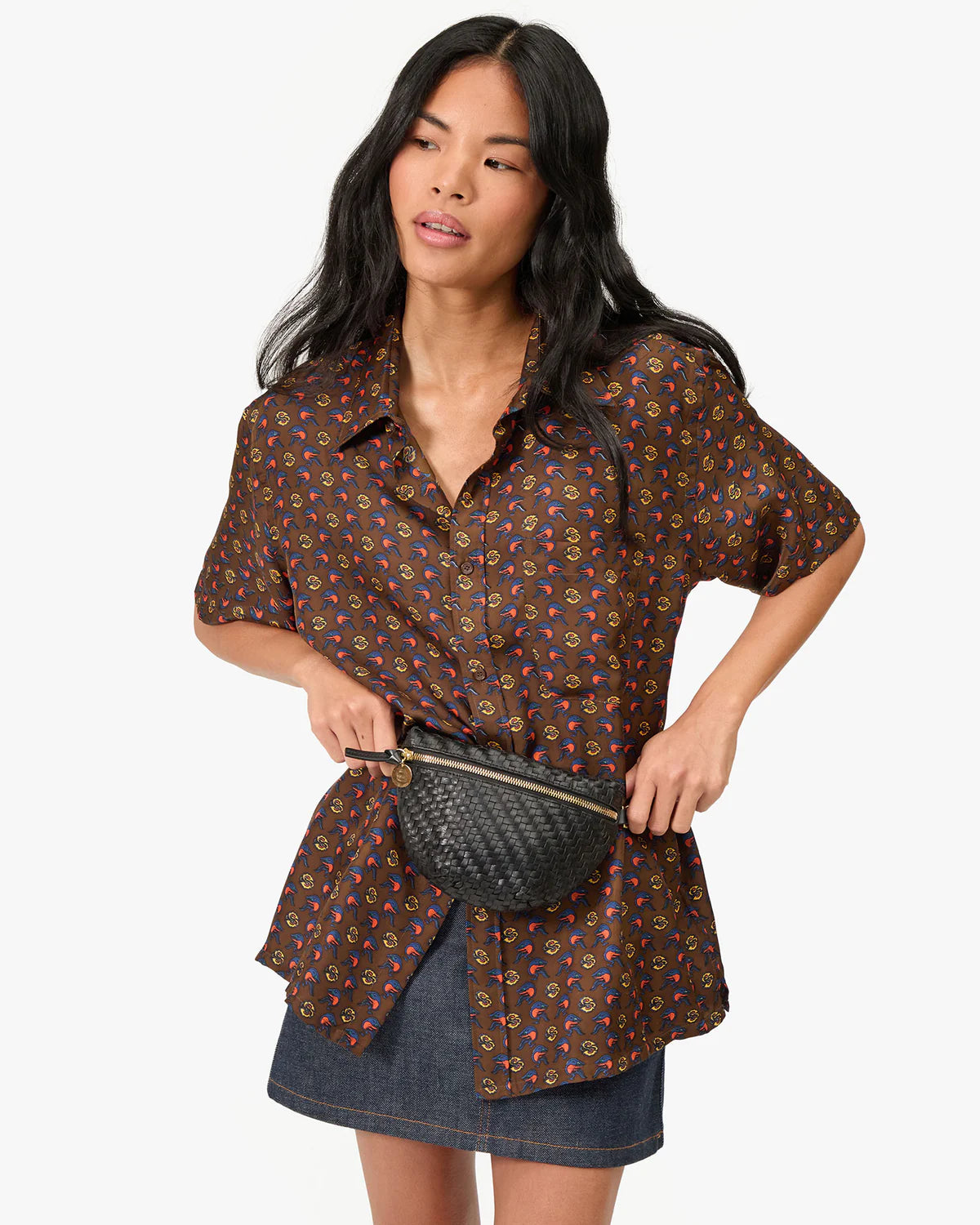 Clare V. Petite Fanny Woven Zig Zag 100006